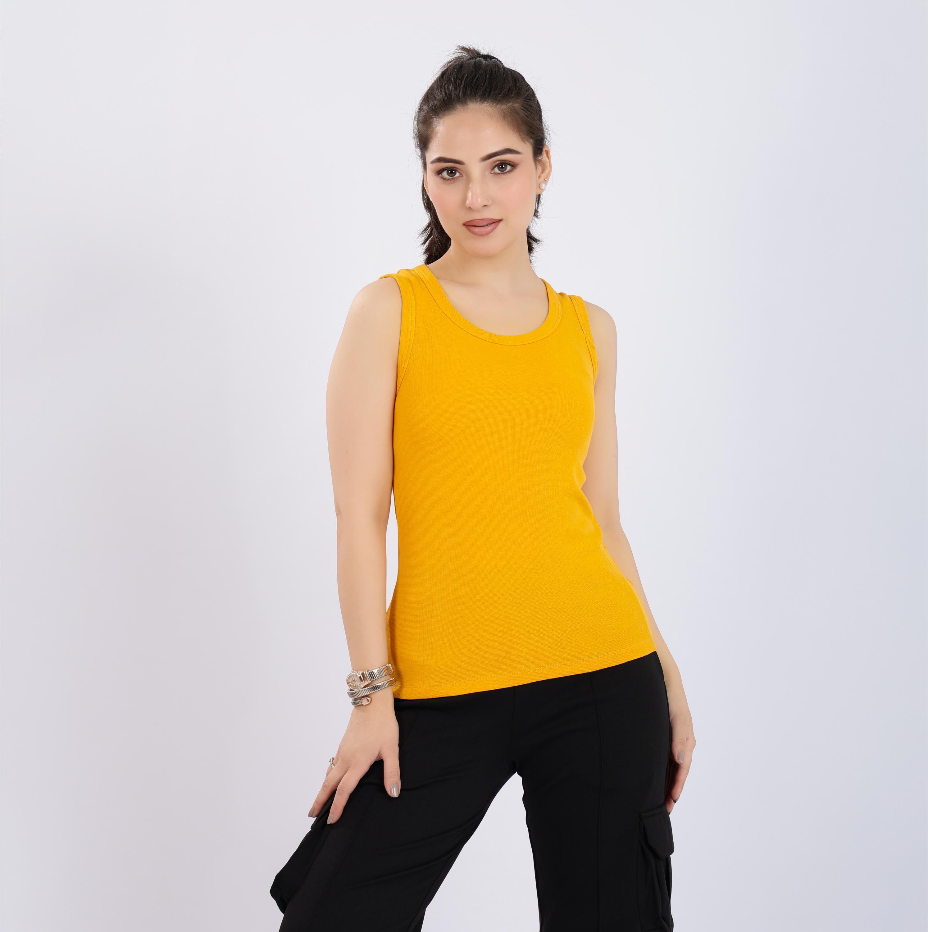 Mustard Rib Top [ 280 GSM non transparent fabric ]