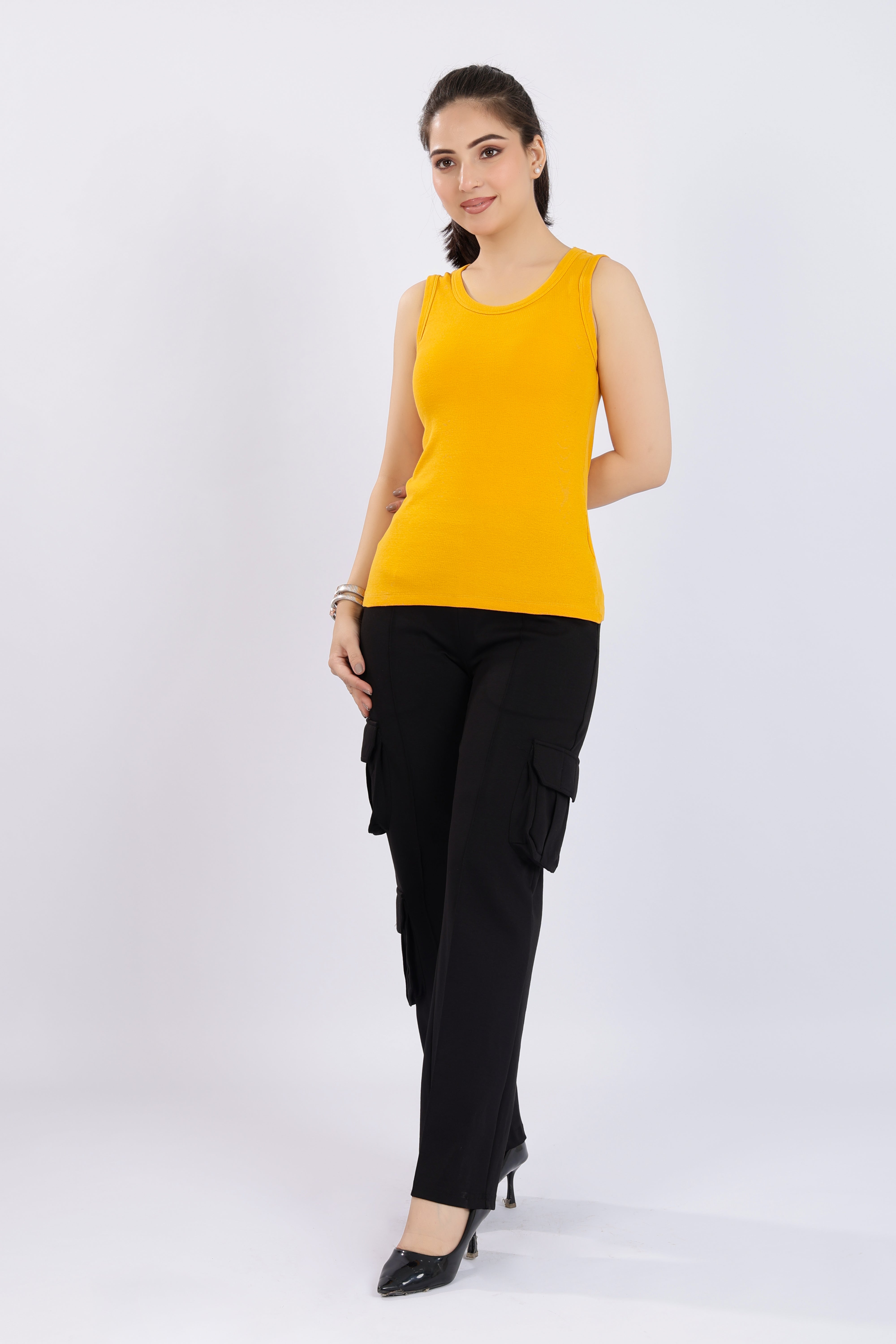 Mustard Rib Top [ 280 GSM non transparent fabric ]