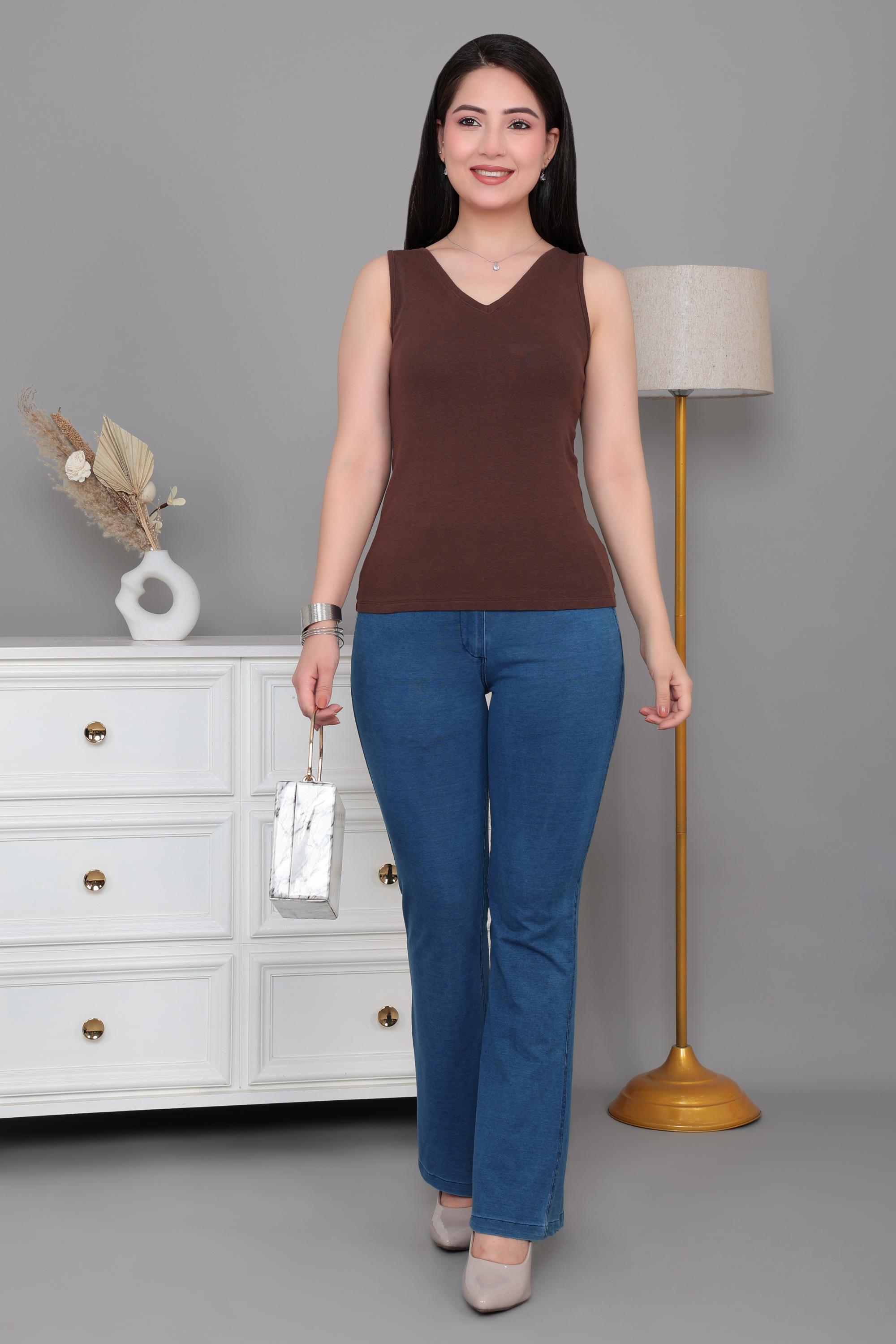 Coffee rib v-neck vest  [ 280 GSM non transparent fabric ]