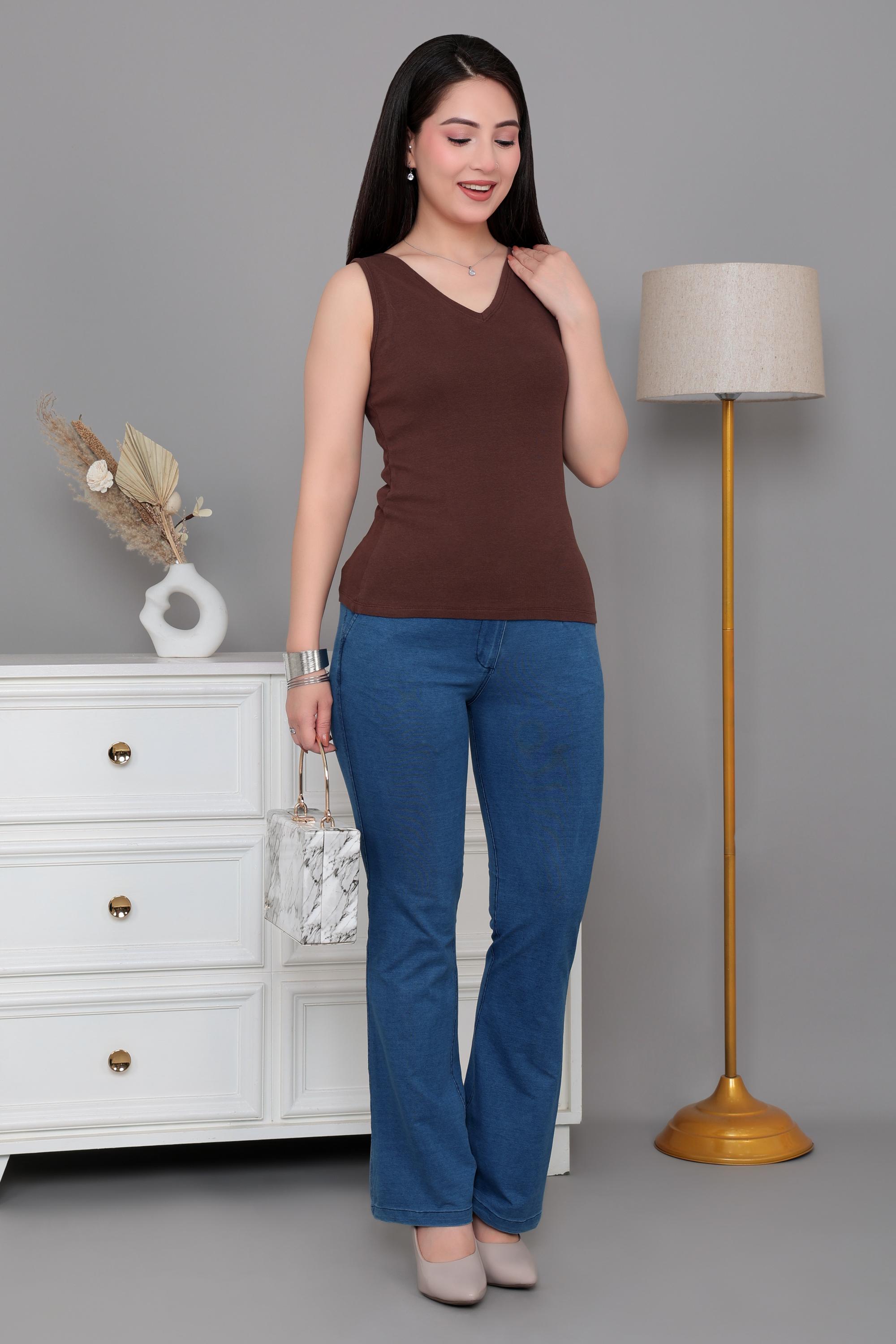 Coffee rib v-neck vest  [ 280 GSM non transparent fabric ]