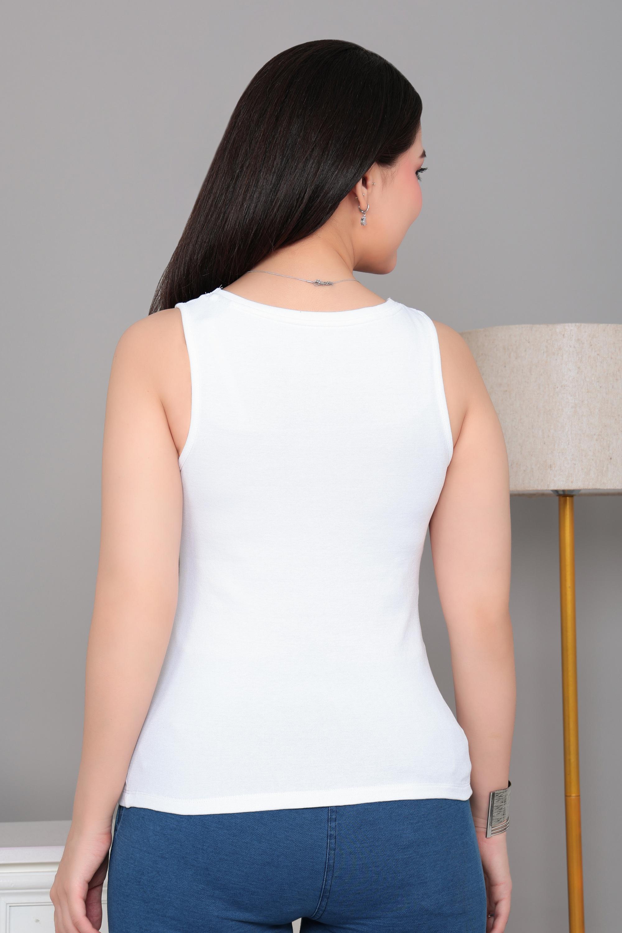 White rib v-neck vest  [ 280 GSM non transparent fabric ]