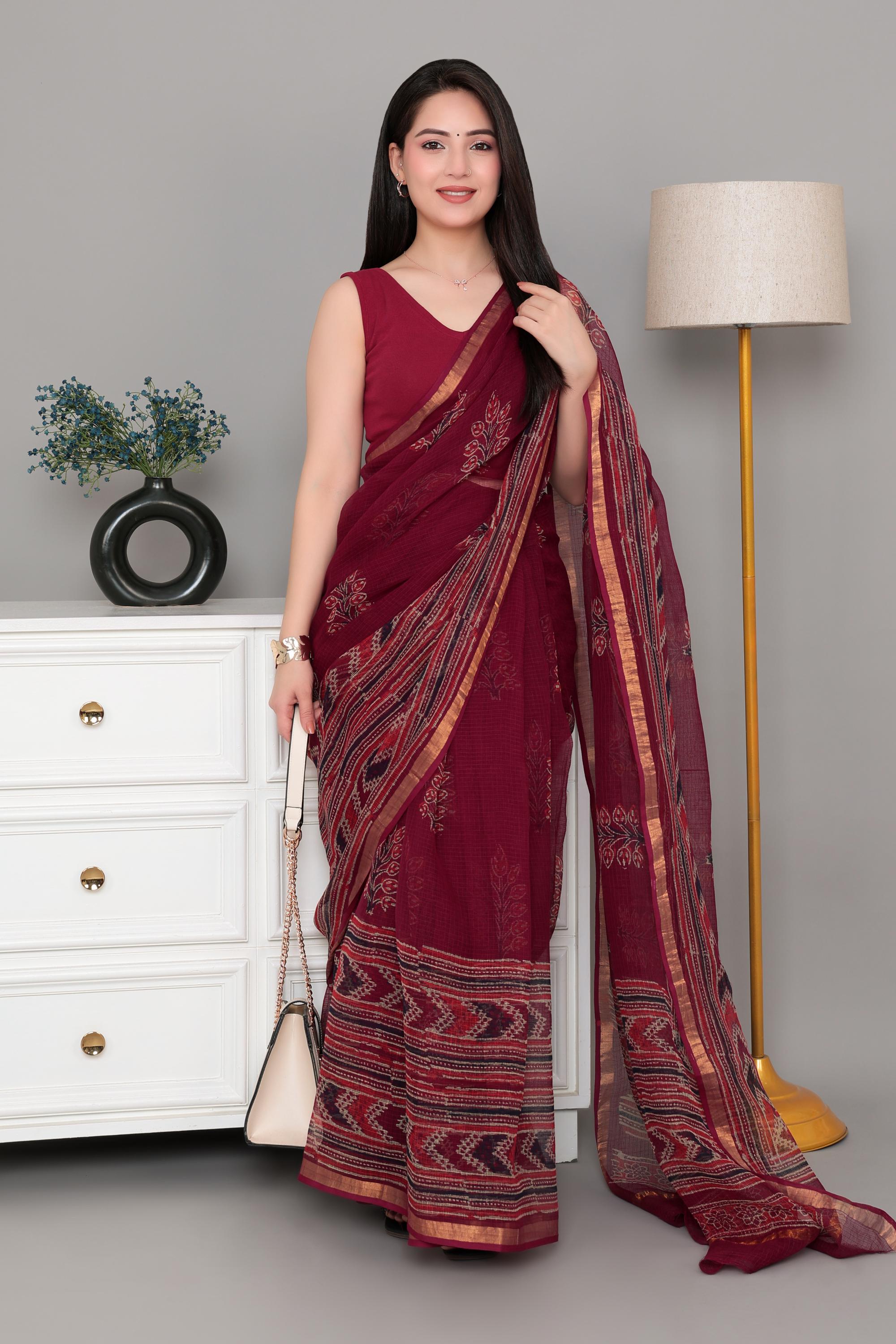 Dark rose Rib V Neck Sleeveless Blouse [ 100% USA HQ Cotton, 280 GSM non transparent fabric ]
