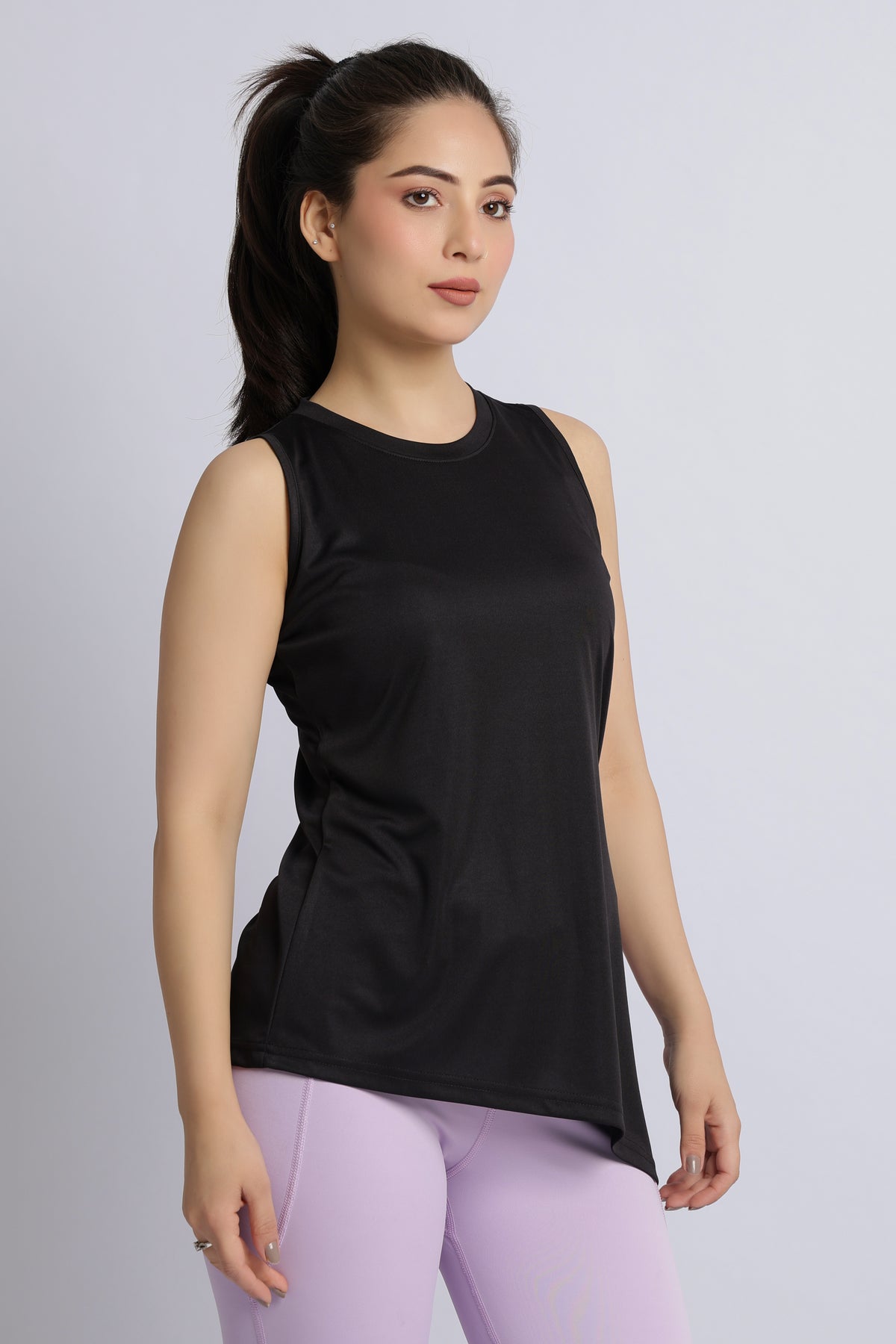 Black active drape flow vest
