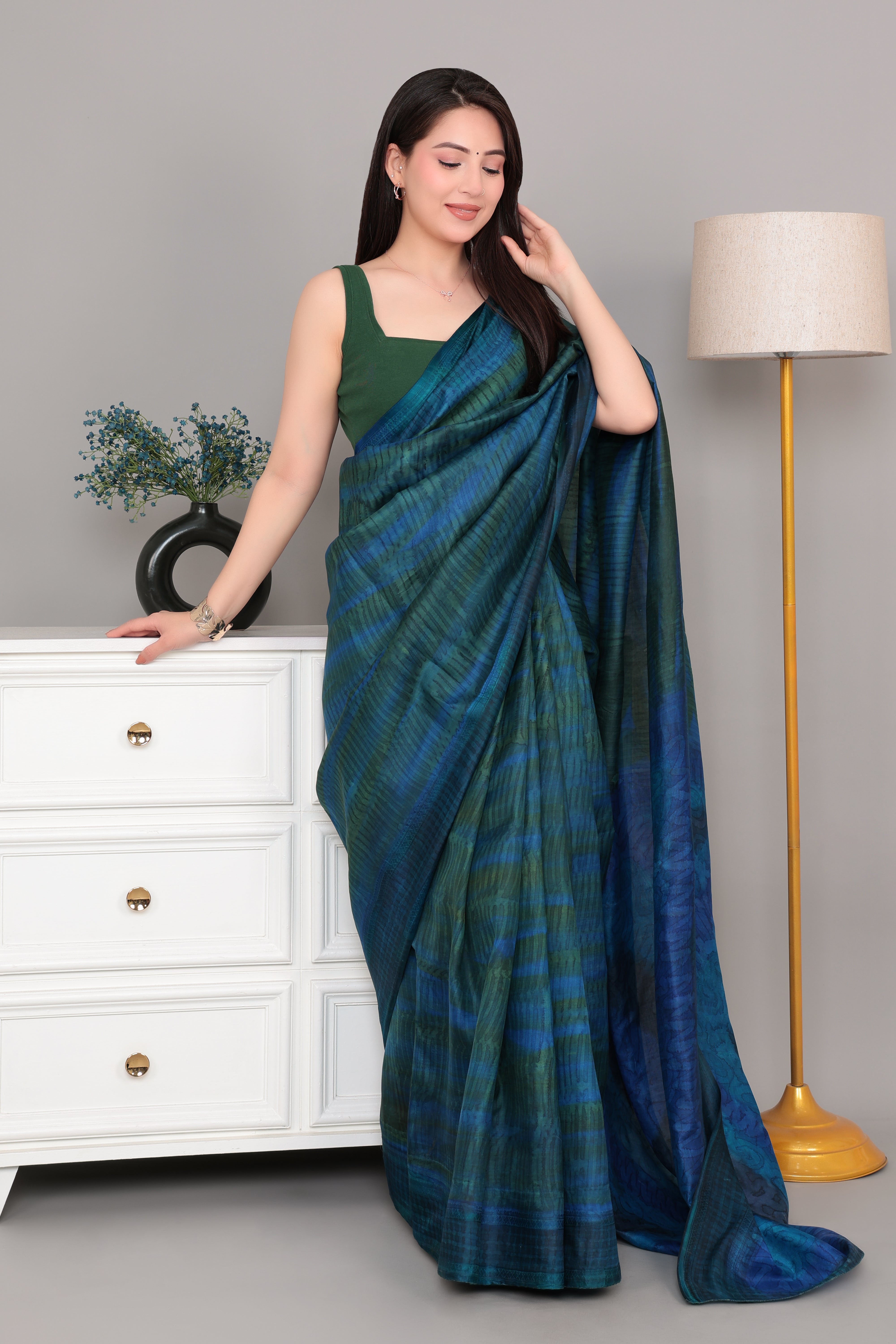 Bottlle Green Rib Square Neck Sleeveless Blouse [ 100% USA HQ Cotton, 280 GSM non transparent fabric ]