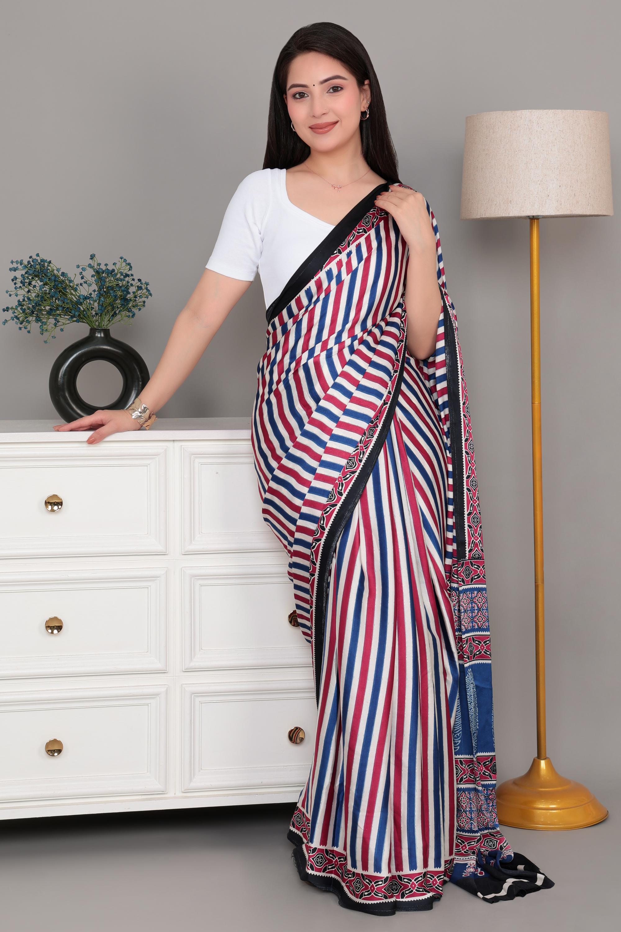 White Rib Sweet Heart Neck Half Sleeve Blouse [ 100% USA HQ Cotton, 280 GSM non transparent fabric ]