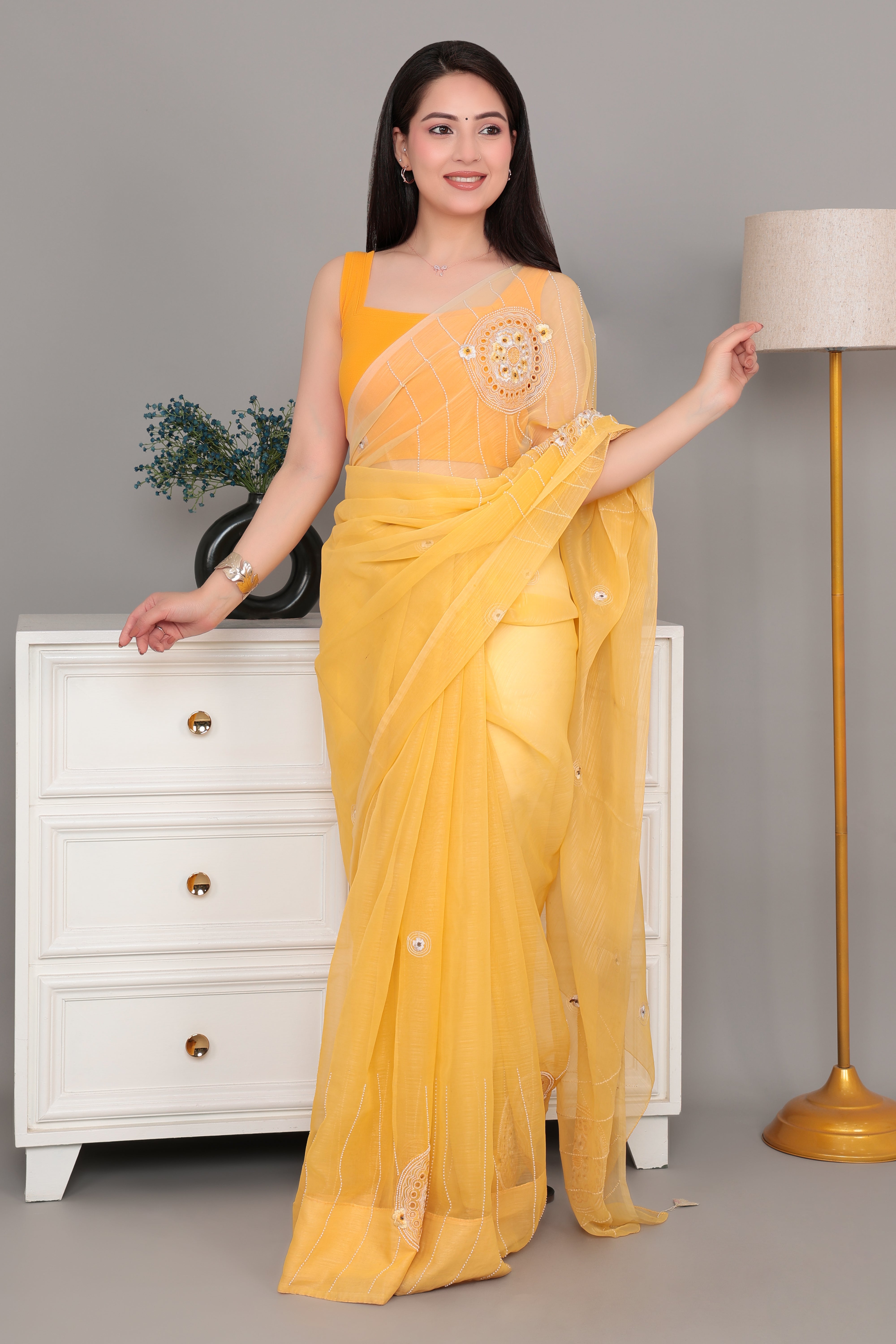 Mustard Rib Square Neck Sleeveless Blouse [ 100% USA HQ Cotton, 280 GSM non transparent fabric ]