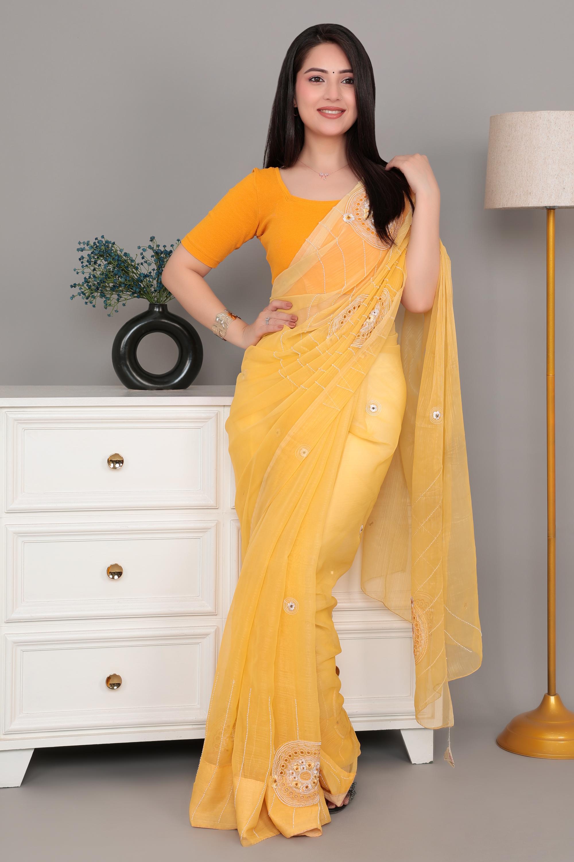 Mustard Rib Square Neck Half Sleeve Blouse [ 100% USA HQ Cotton, 280 GSM non transparent fabric ]