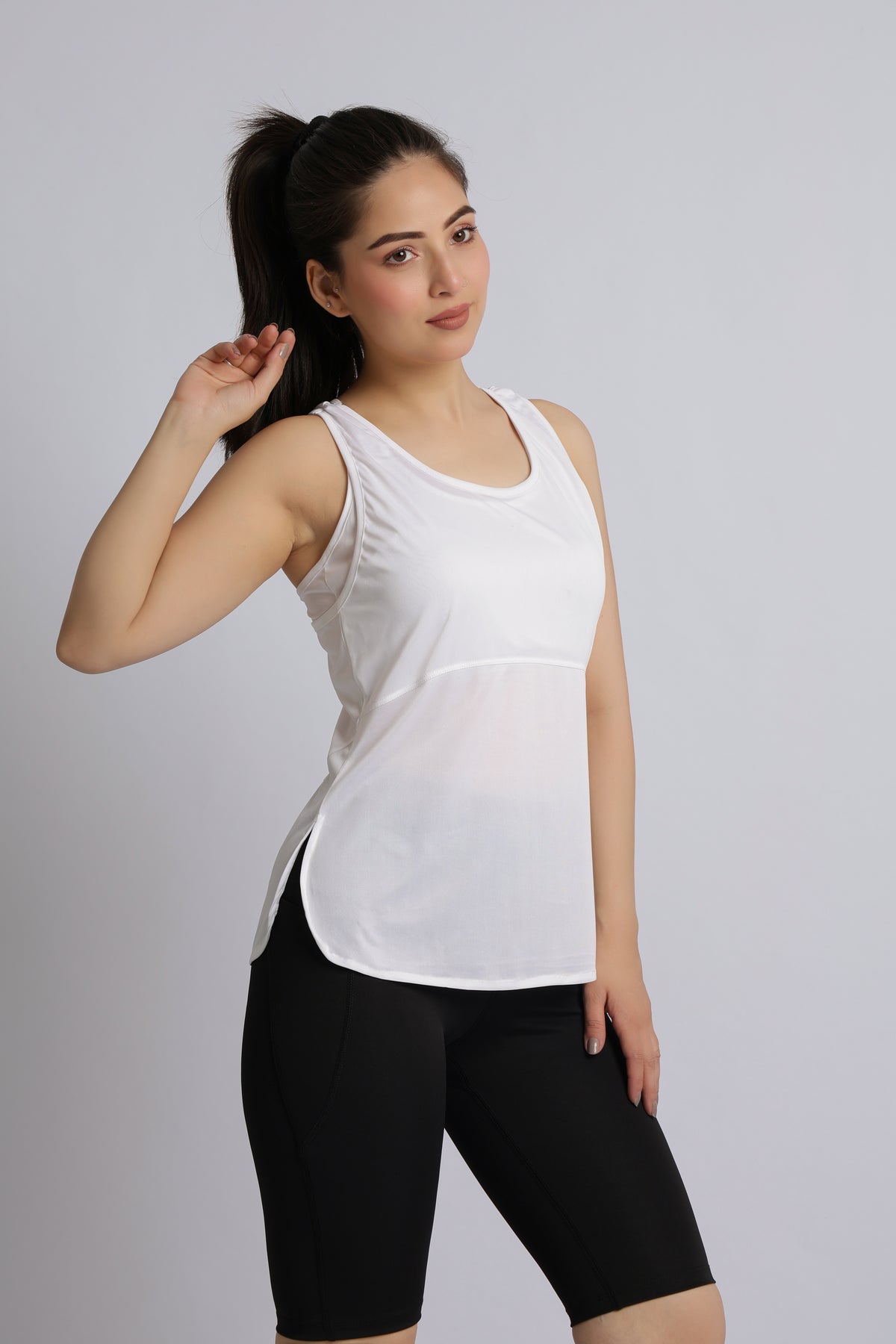 White active racer back vest