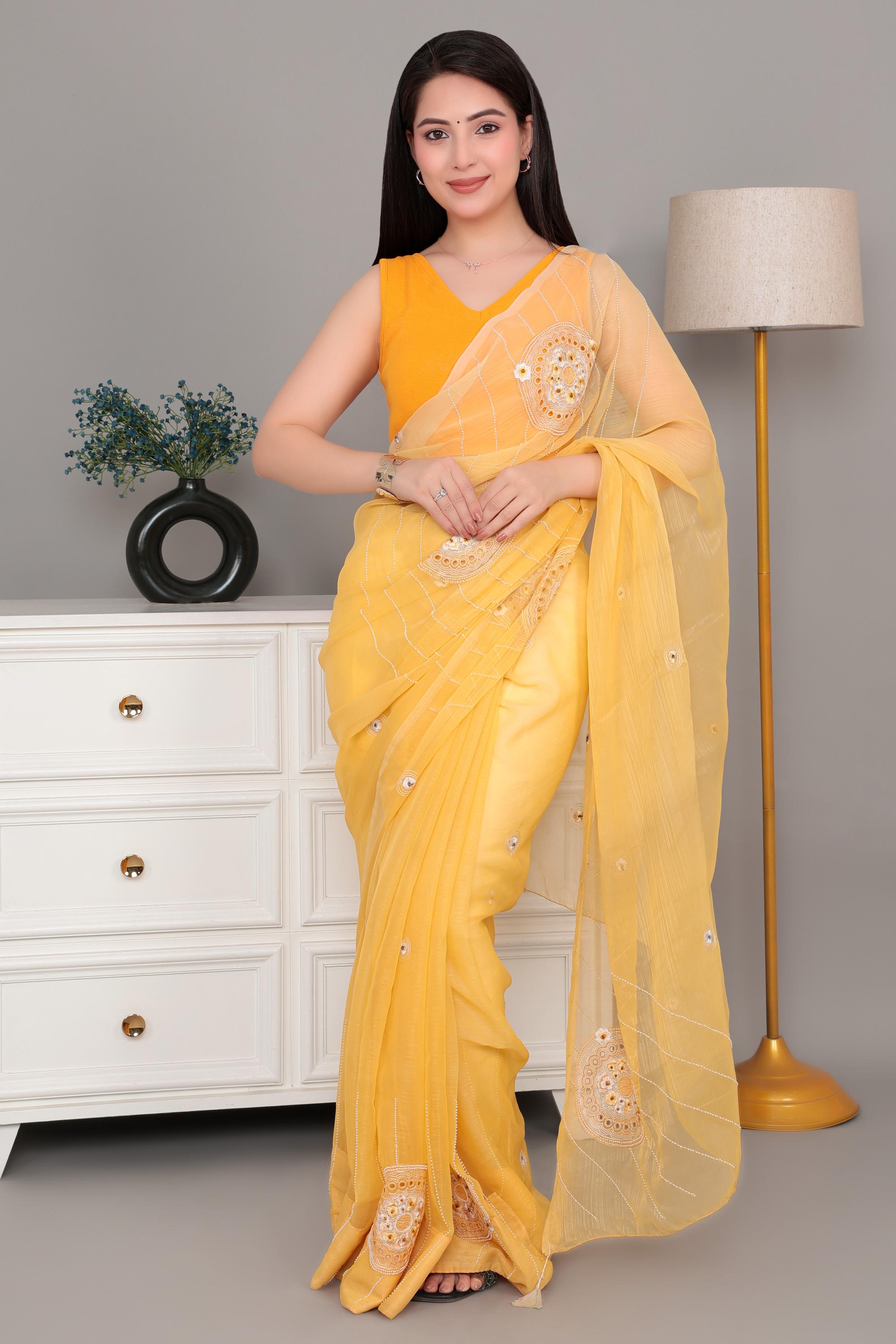 Mustard Rib V Neck Sleeveless Blouse [ 100% USA HQ Cotton, 280 GSM non transparent fabric ]
