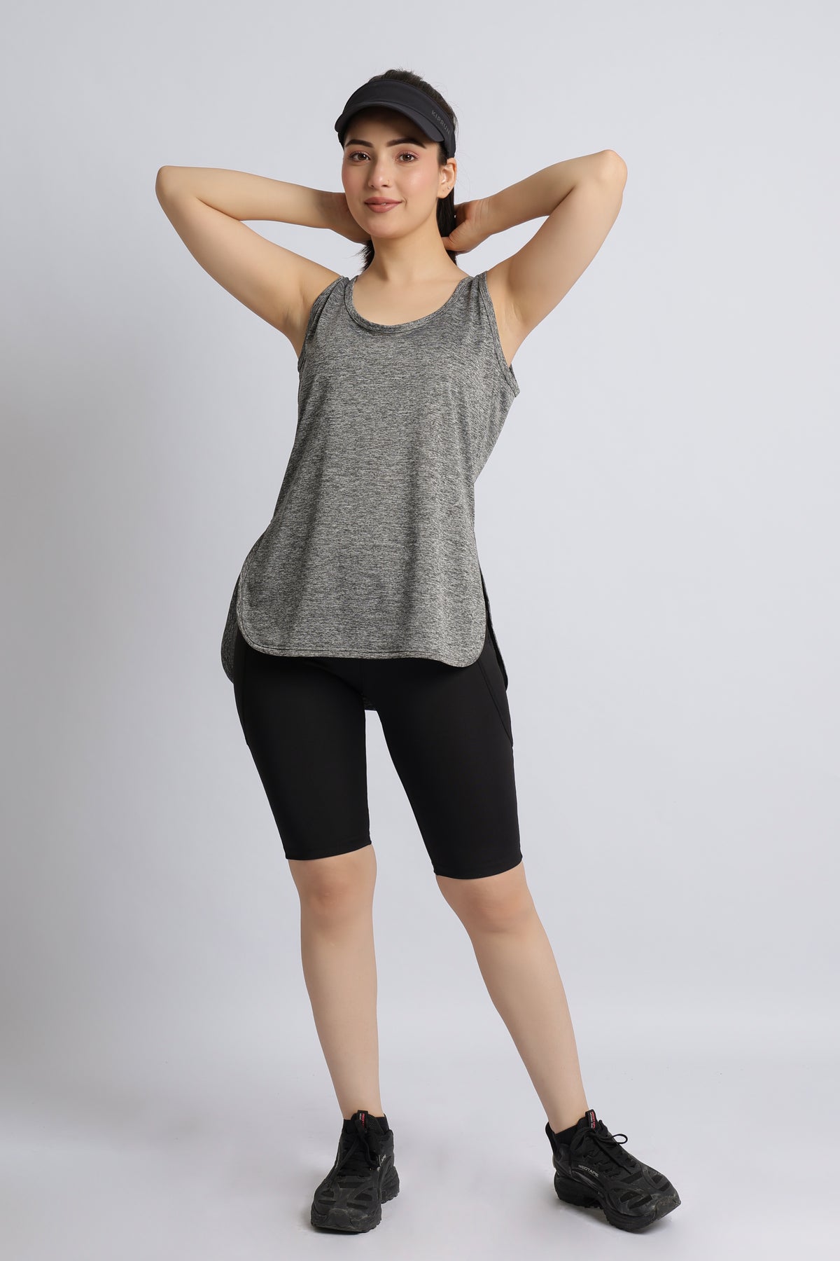 Light grey melange active longline vest
