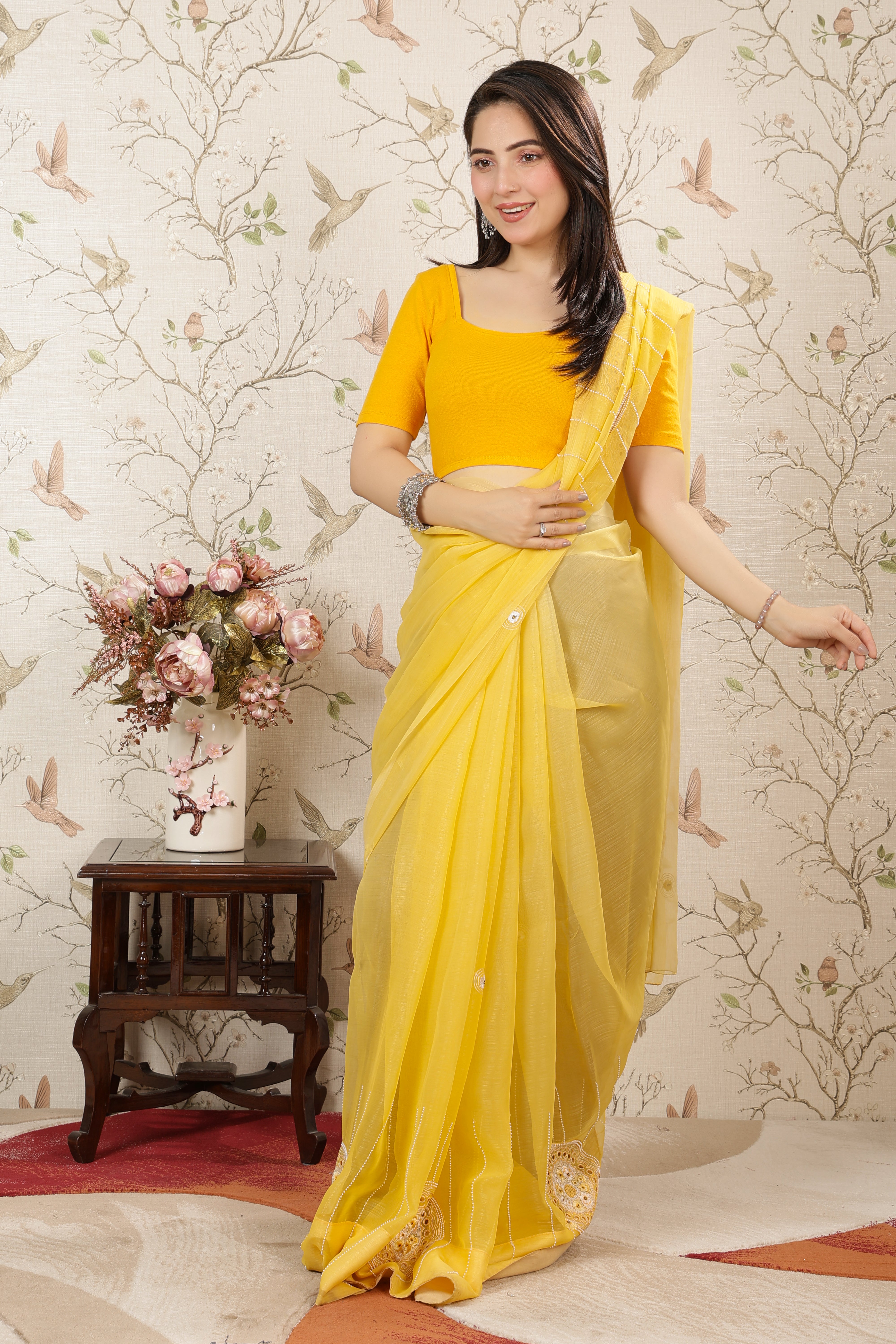 Mustard Rib Square Neck Half Sleeve Blouse [ 100% USA HQ Cotton, 280 GSM non transparent fabric ]