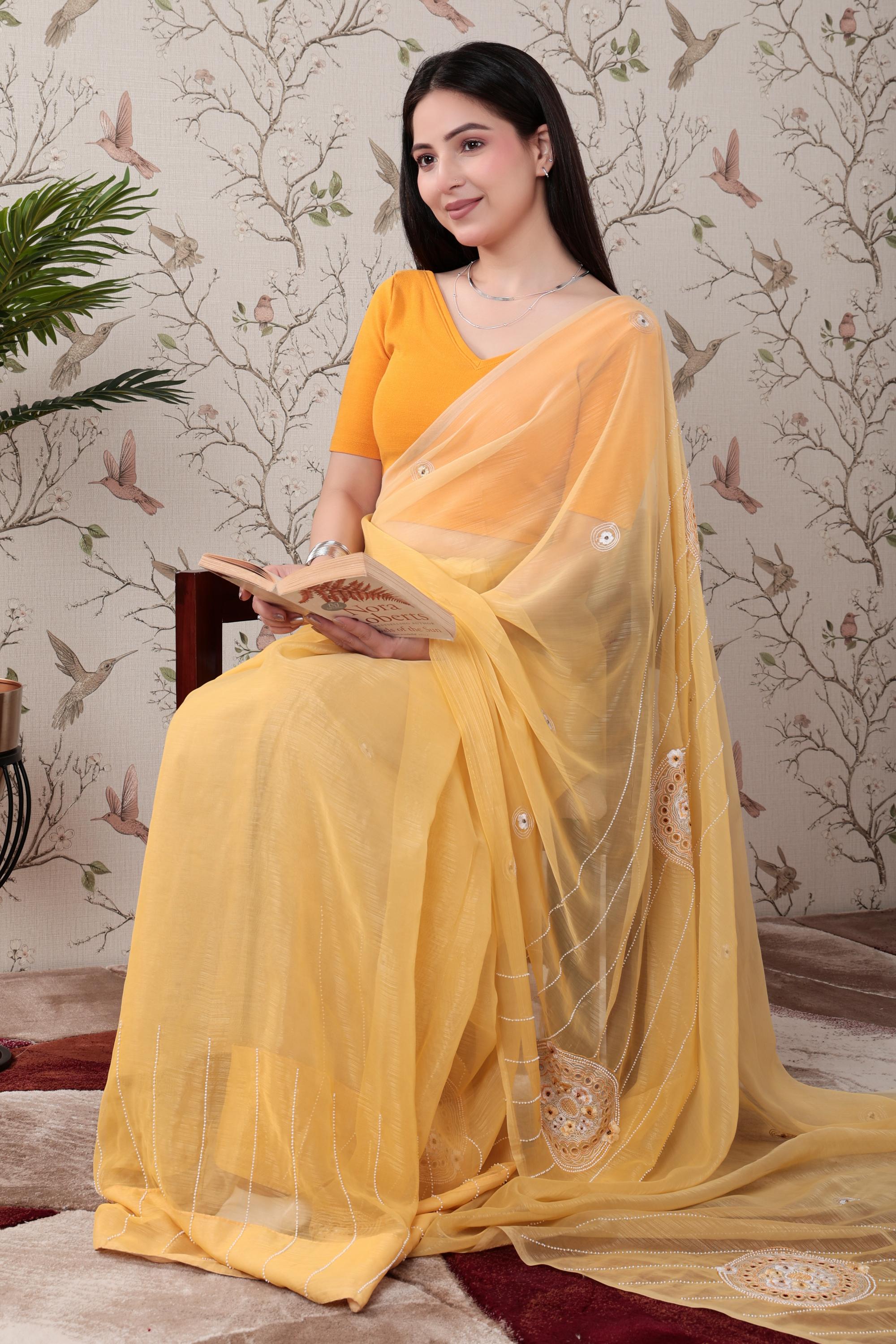 Mustard Rib V Neck Half Sleeve Blouse [ 100% USA HQ Cotton, 280 GSM non transparent fabric ]