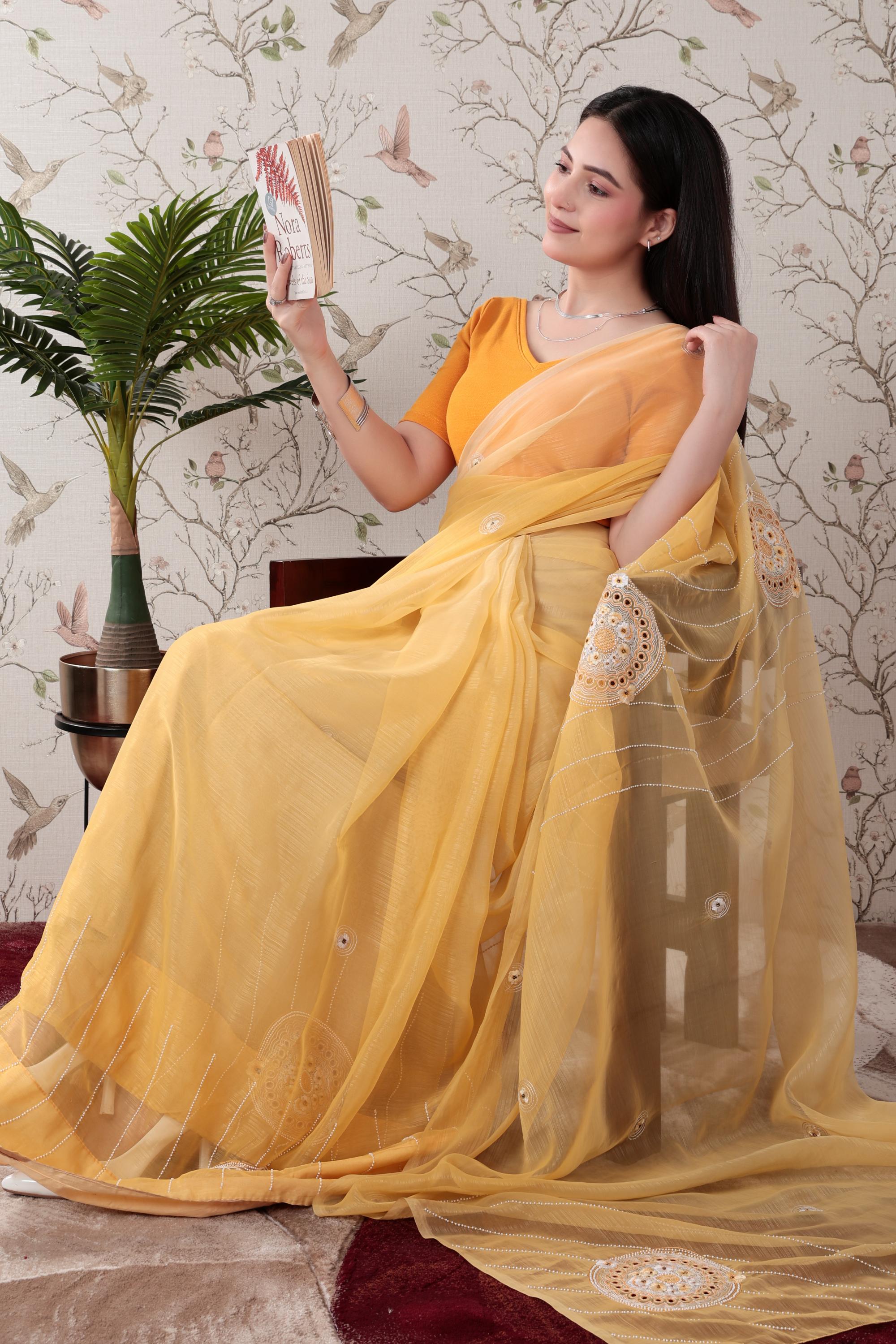 Mustard Rib V Neck Half Sleeve Blouse [ 100% USA HQ Cotton, 280 GSM non transparent fabric ]