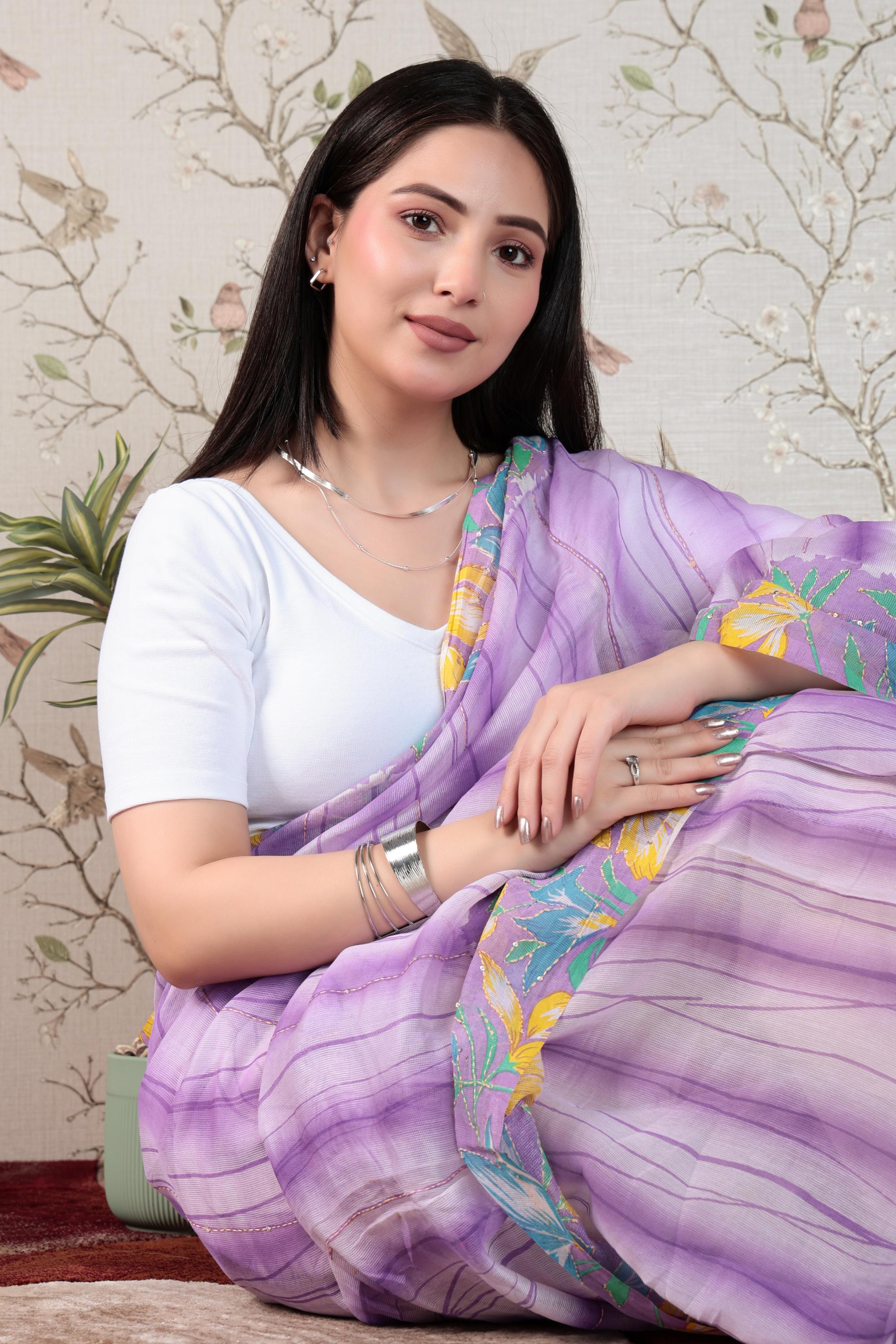 White Rib V Neck Half Sleeve Blouse [ 100% USA HQ Cotton, 280 GSM non transparent fabric ]