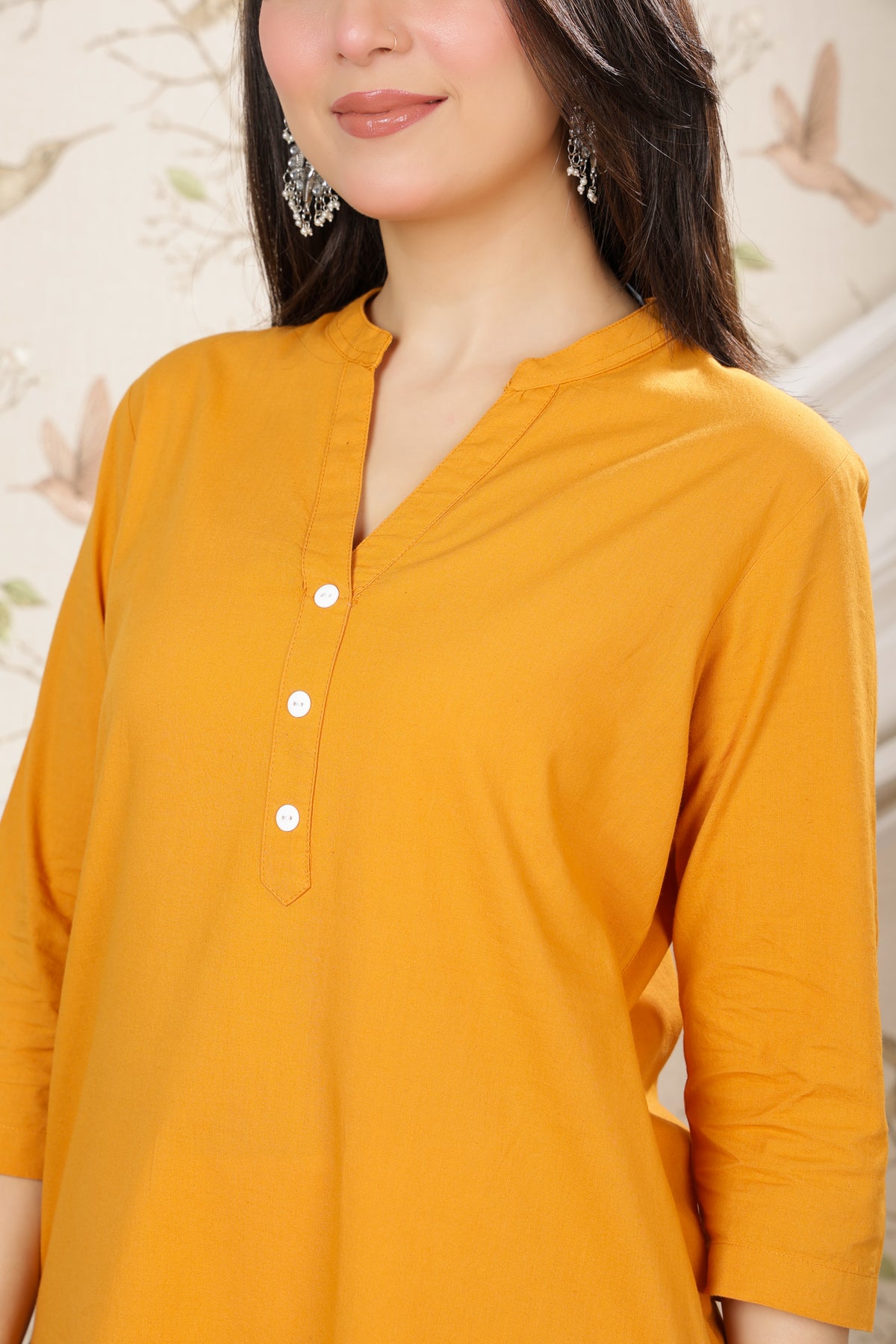 Mustard 100% Premium Cotton Long Kurta