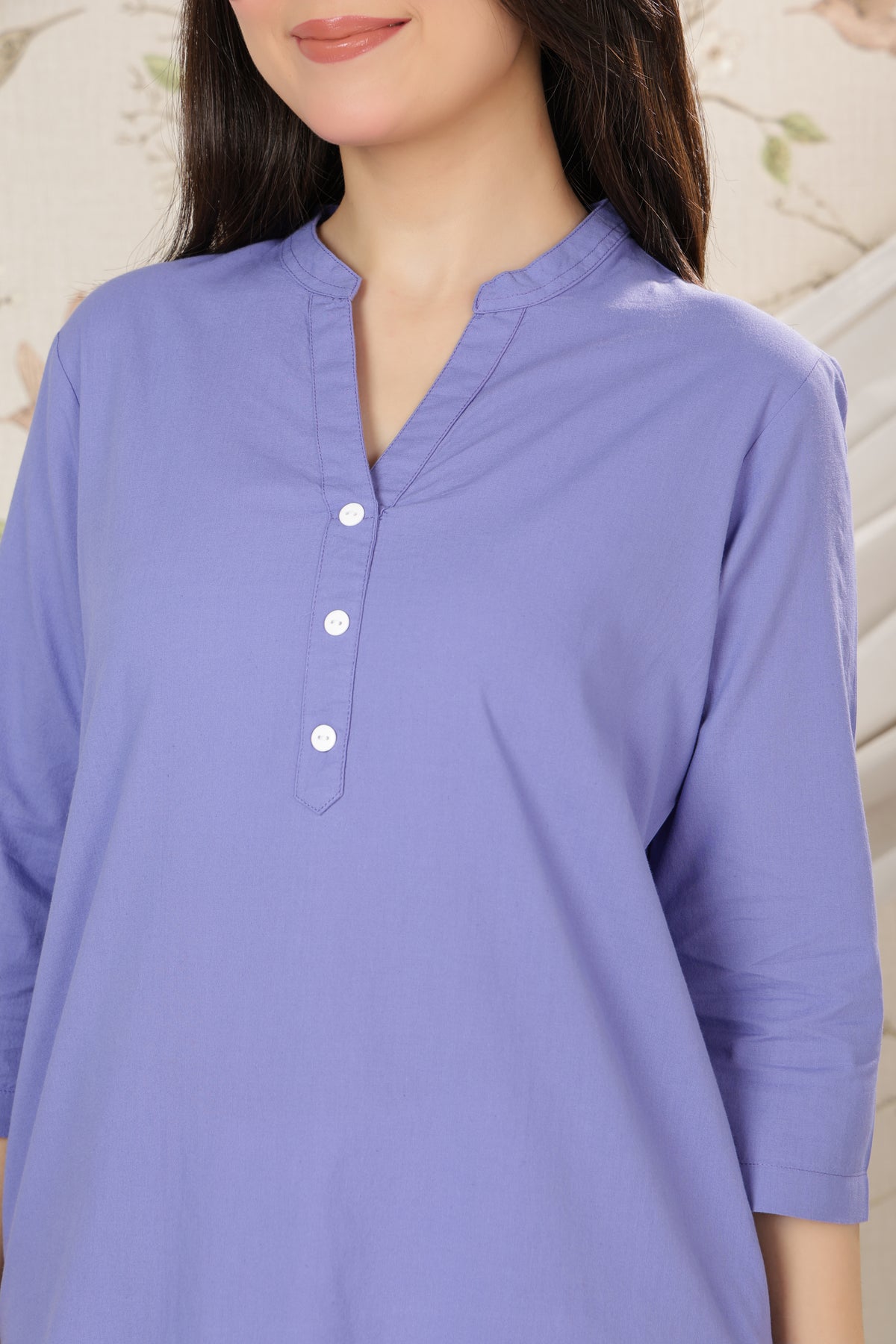 Lavender blue 100% Premium Cotton Long Kurta