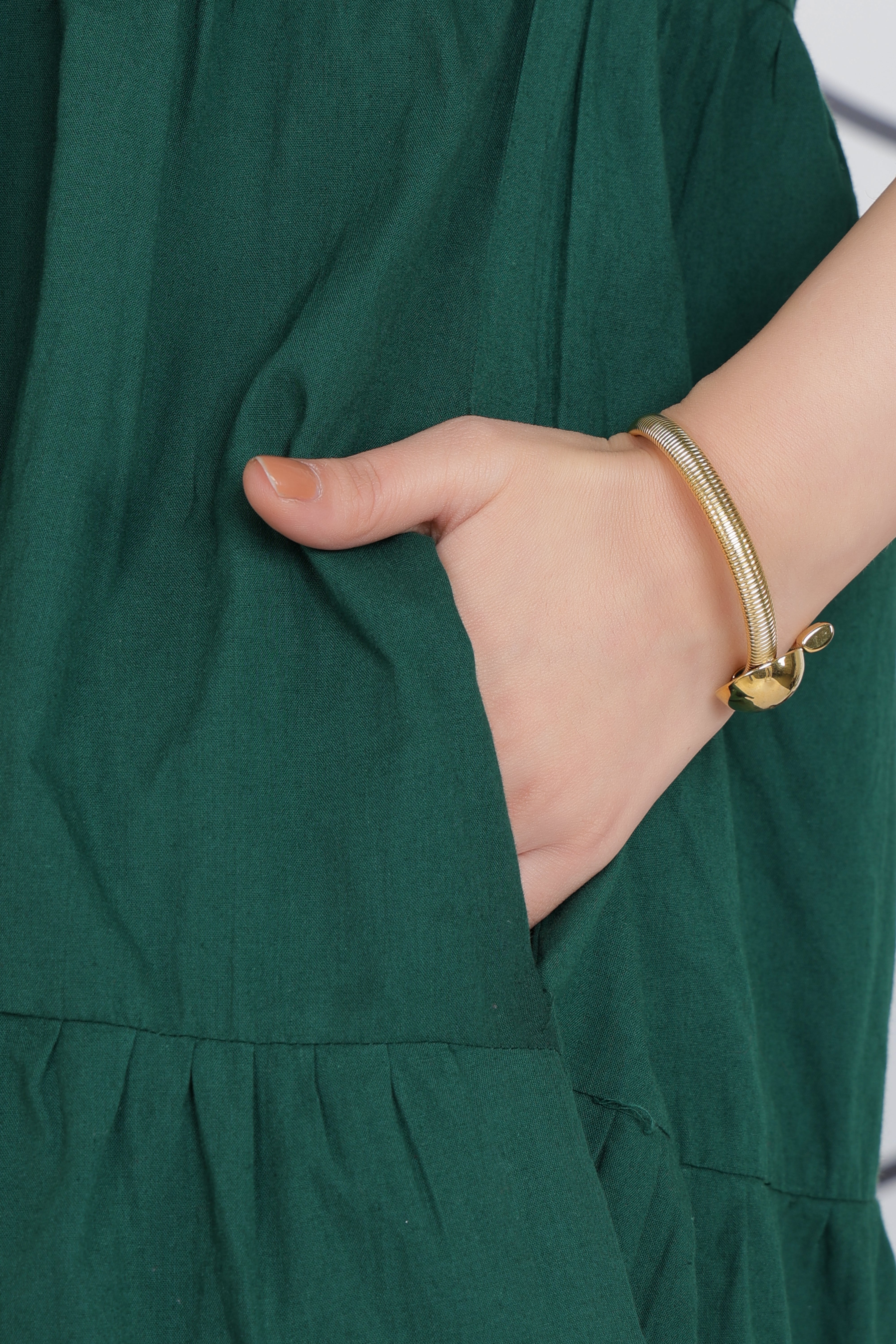 Bottlegreen collar flare dress [100% pure cotton]