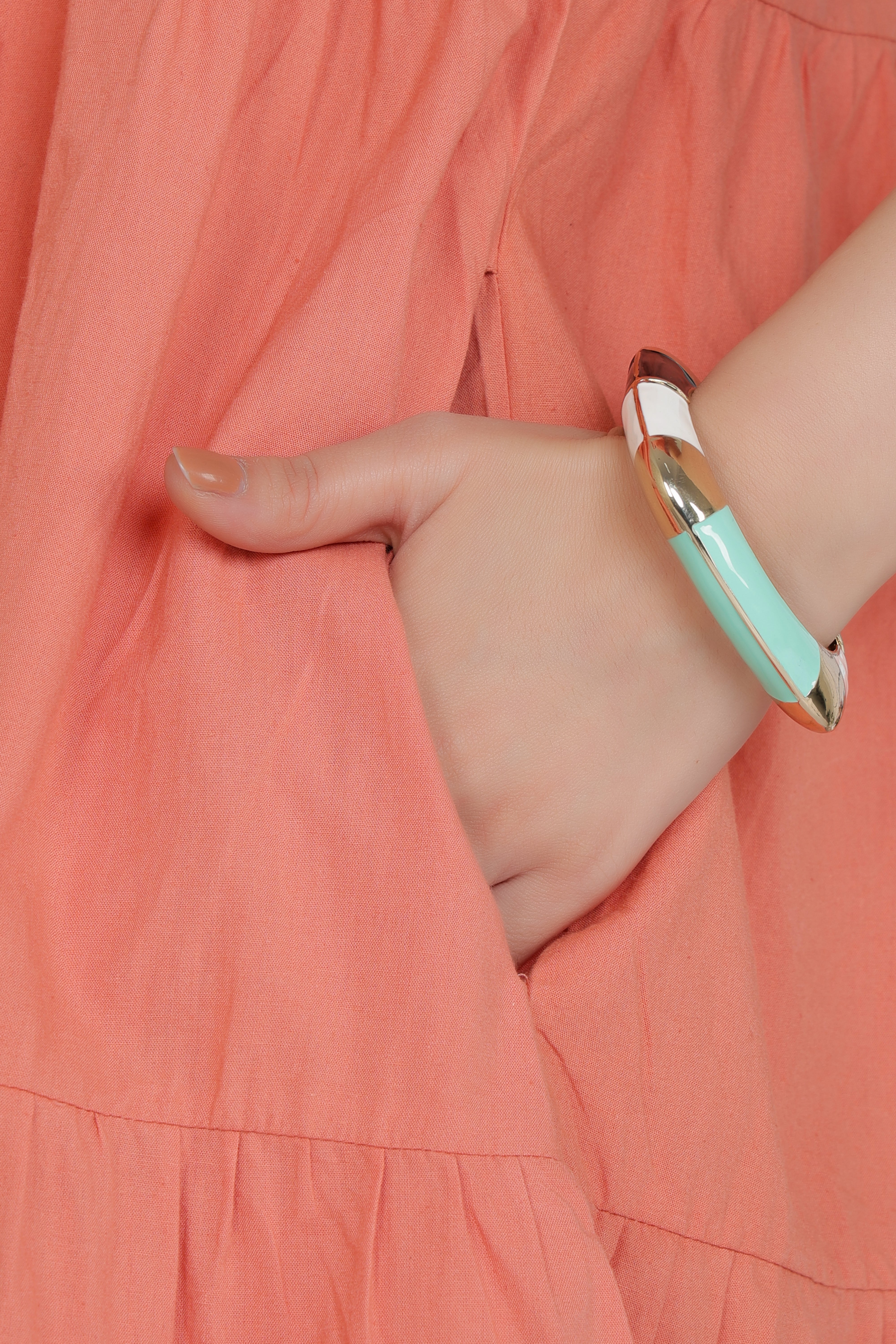Peach collar flare dress [100% pure cotton]