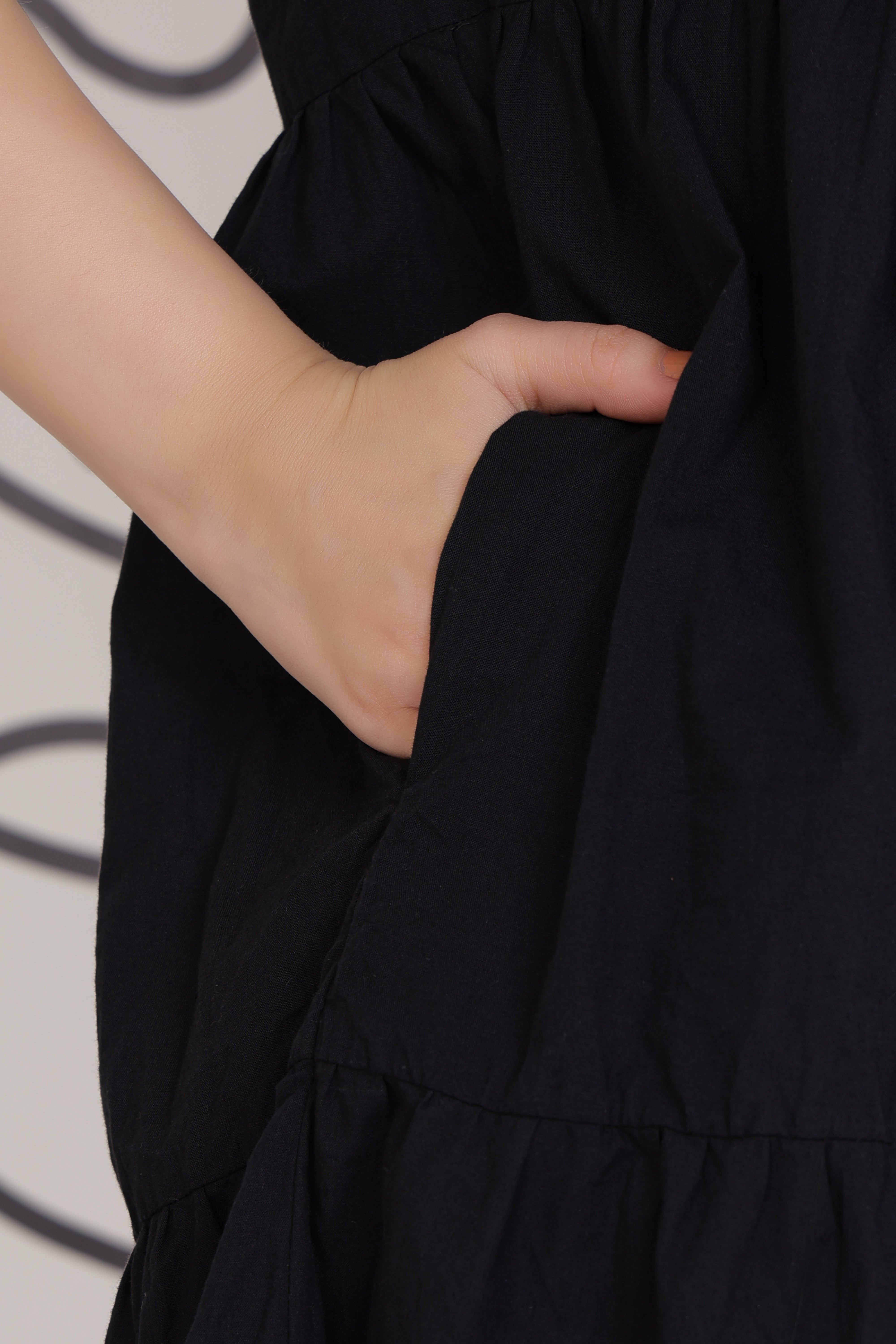 Black collar flare dress [100% pure cotton]