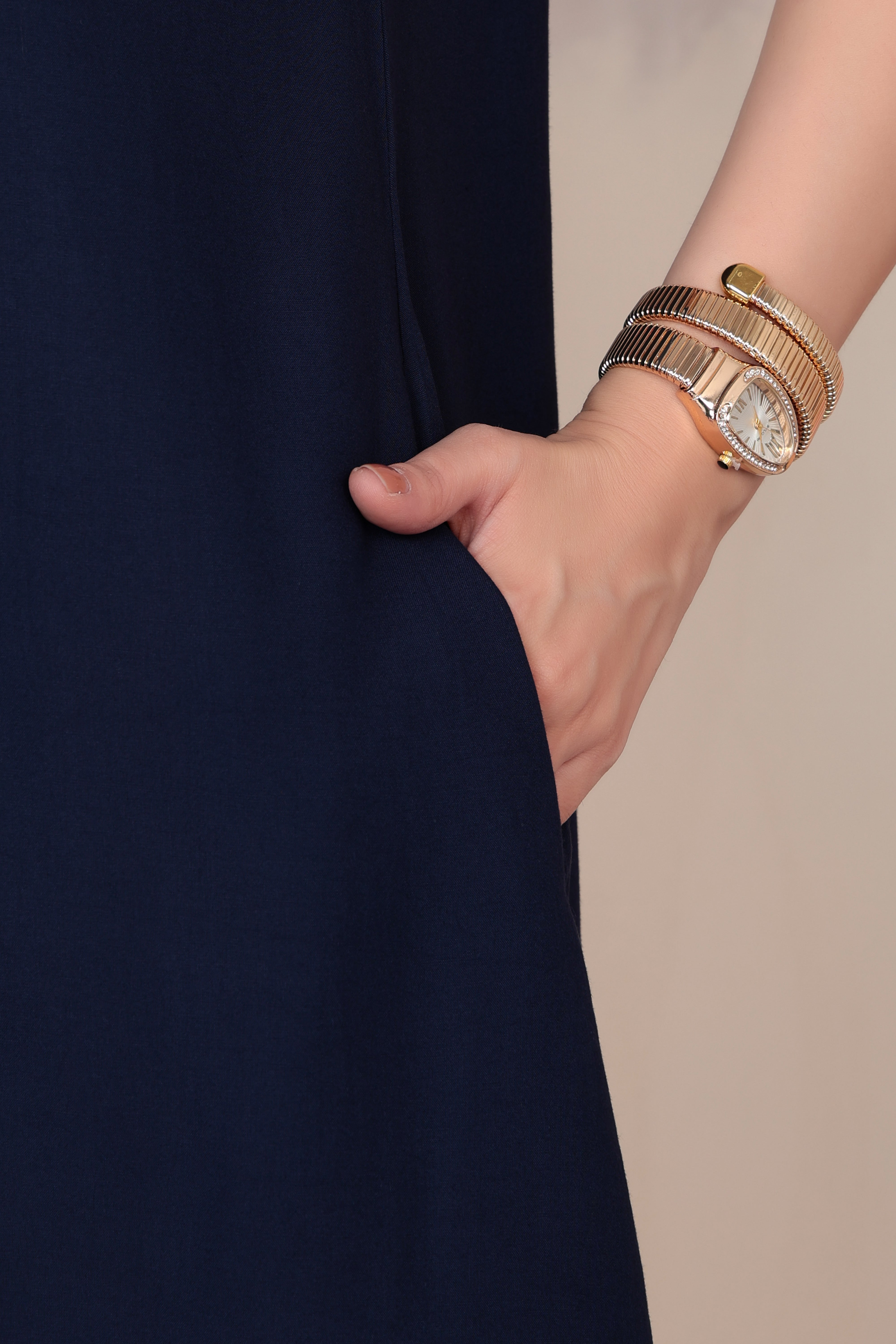 Navy rayon flare dress with pocket [ Premium 100% Rayon, Liva Certified ]