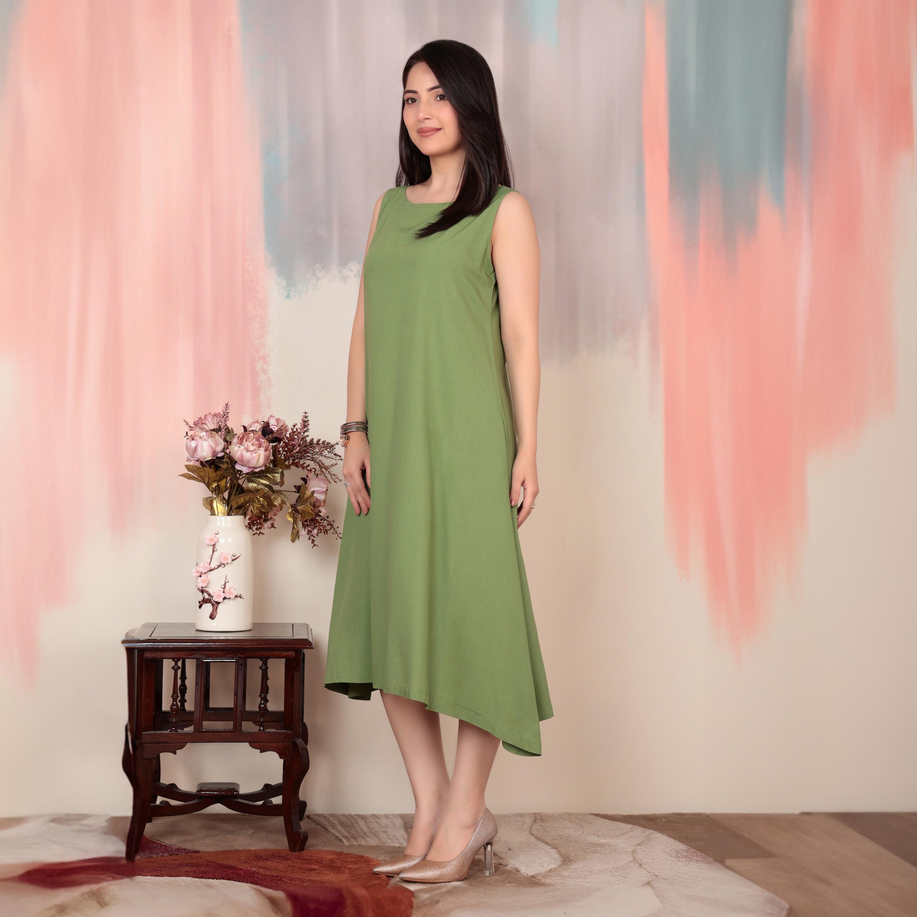 Pista rayon flare dress with pocket [ Premium 100% Rayon, Liva Certified ]