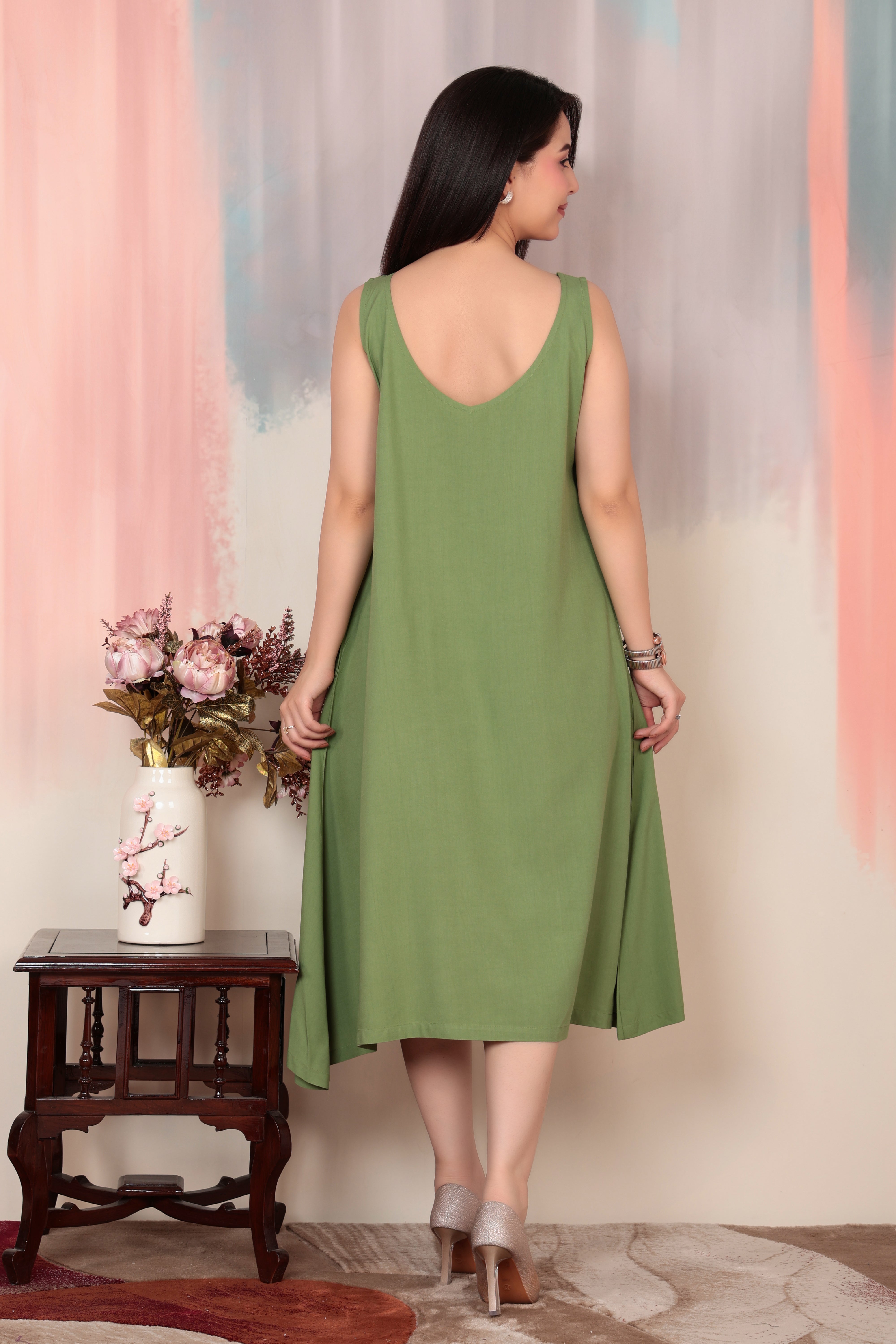 Pista rayon flare dress with pocket [ Premium 100% Rayon, Liva Certified ]