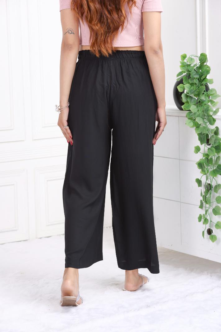 Black rayon palazzo [ 100% Rayon, Liva Certified ]