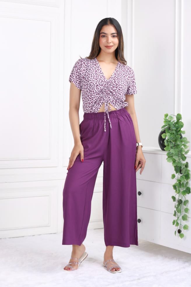 Dark purple rayon palazzo [ 100% Rayon, Liva Certified ]