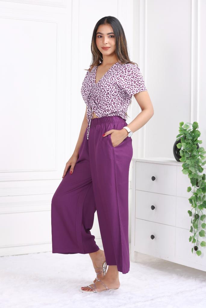 Dark purple rayon palazzo [ 100% Rayon, Liva Certified ]