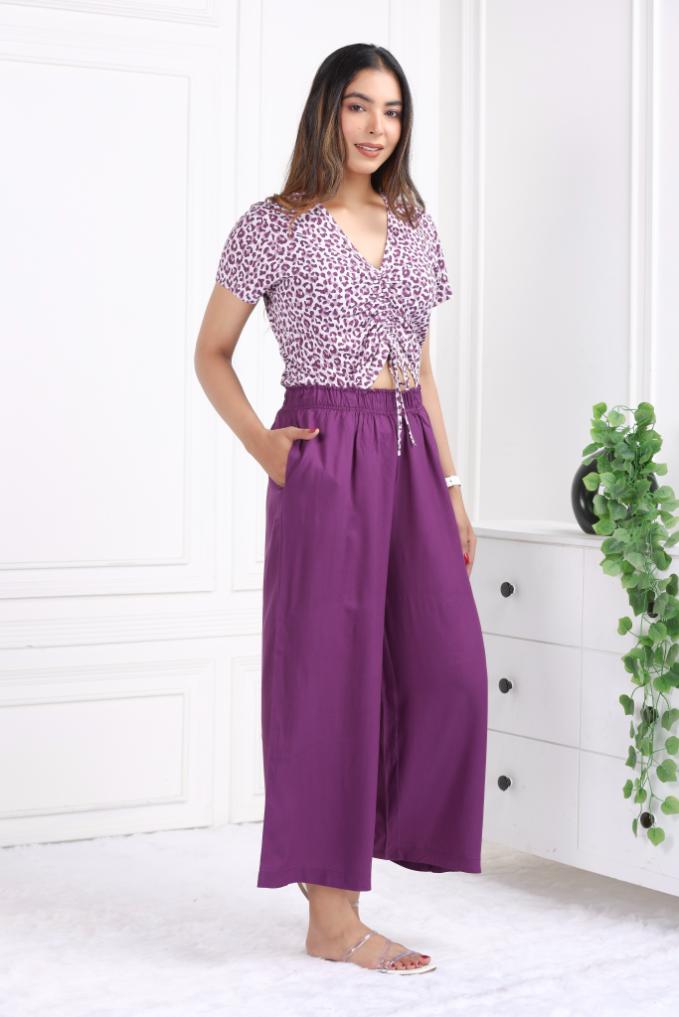 Dark purple rayon palazzo [ 100% Rayon, Liva Certified ]