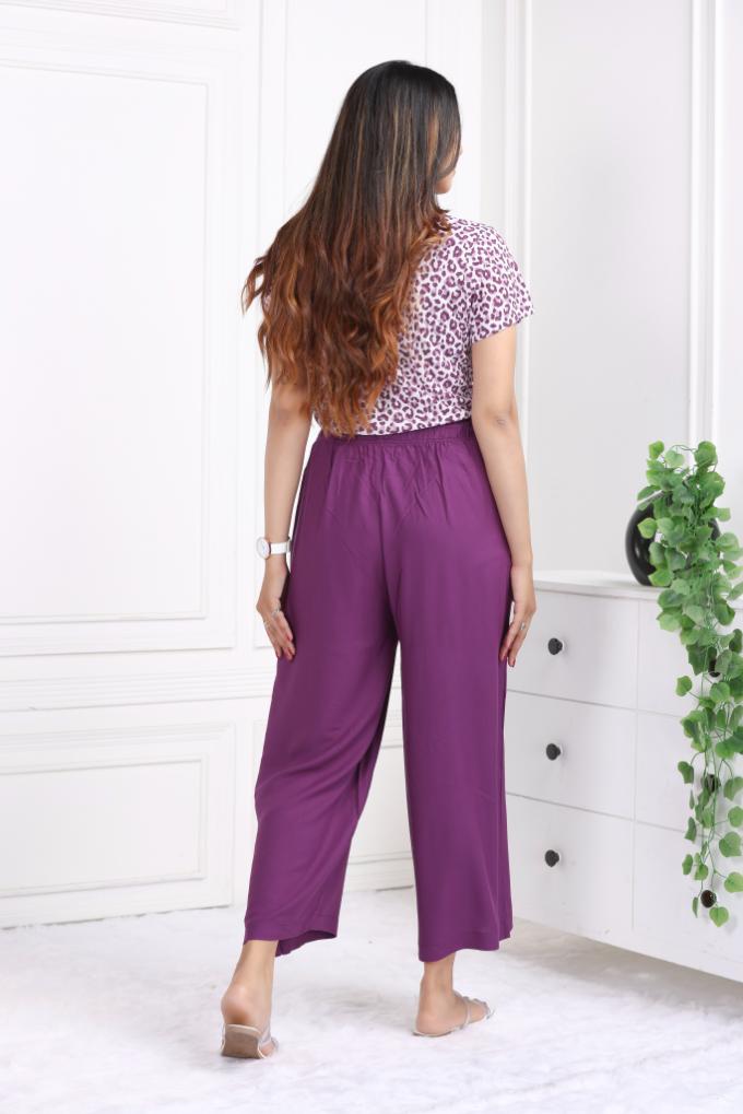 Dark purple rayon palazzo [ 100% Rayon, Liva Certified ]