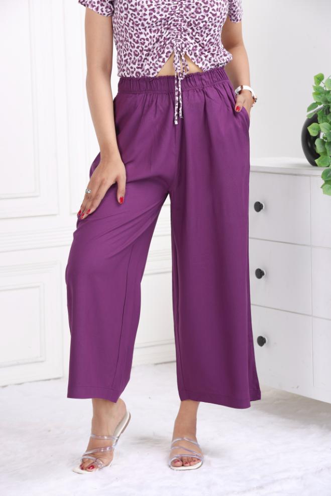 Dark purple rayon palazzo [ 100% Rayon, Liva Certified ]