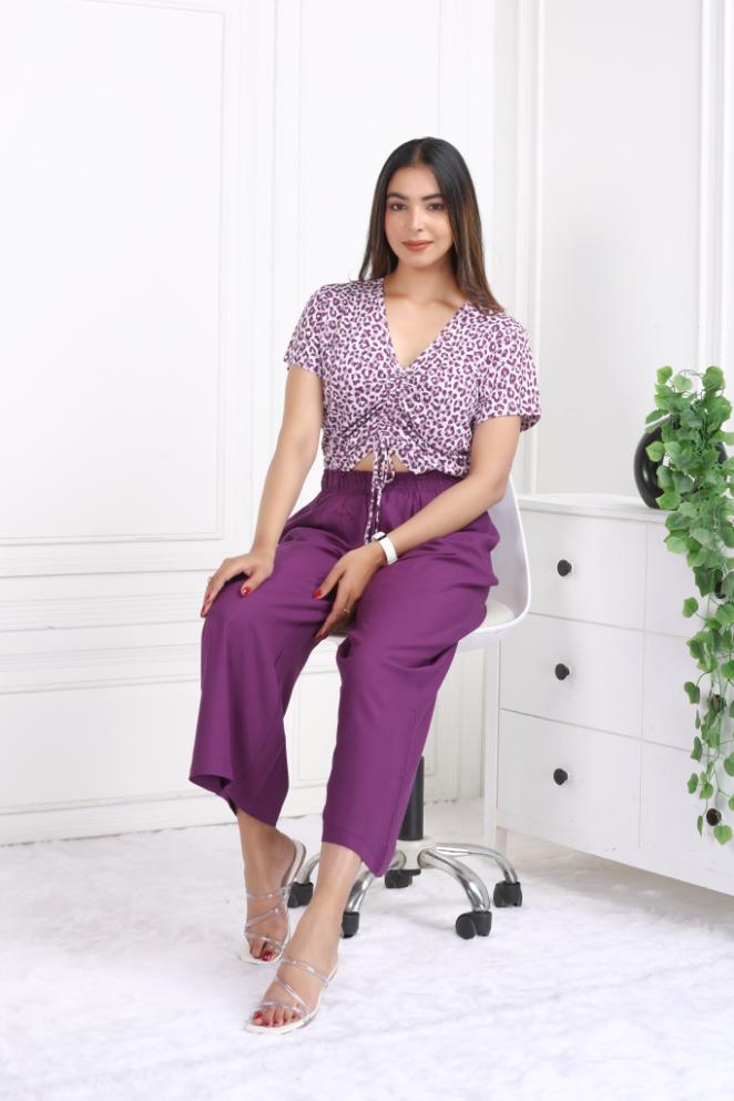 Dark purple rayon palazzo [ 100% Rayon, Liva Certified ]