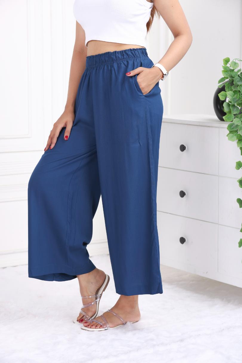 Indigo blue rayon palazzo [ 100% Rayon, Liva Certified ]