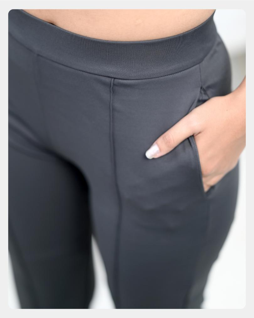 Black yoga pants for women, straight-fit workout & exercise pants.
