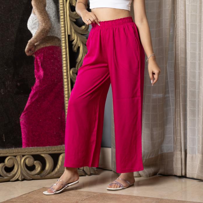 Magenta rayon palazzo [ 100% Rayon, Liva Certified ]