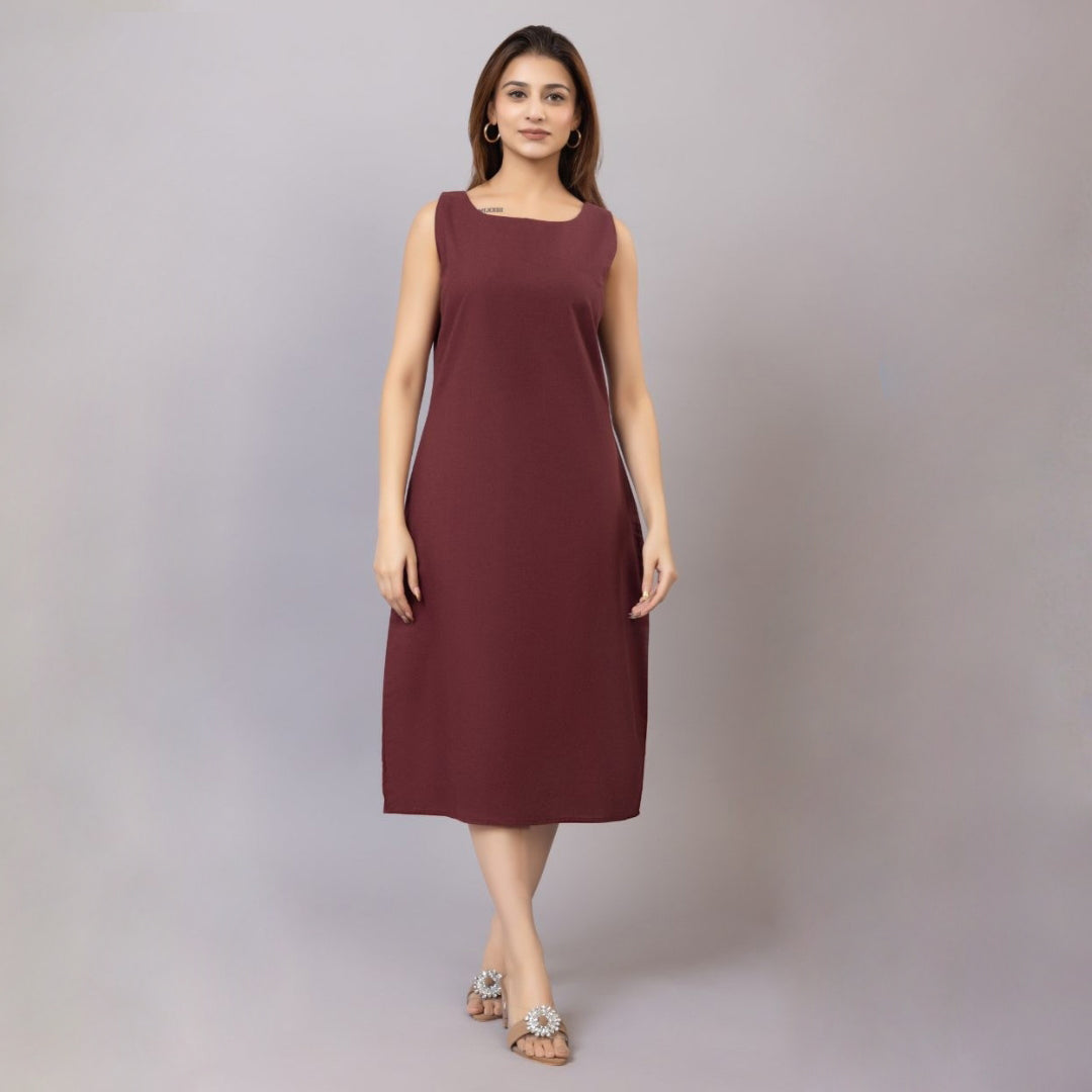 Wine cotton midi dress [100% pure cotton]