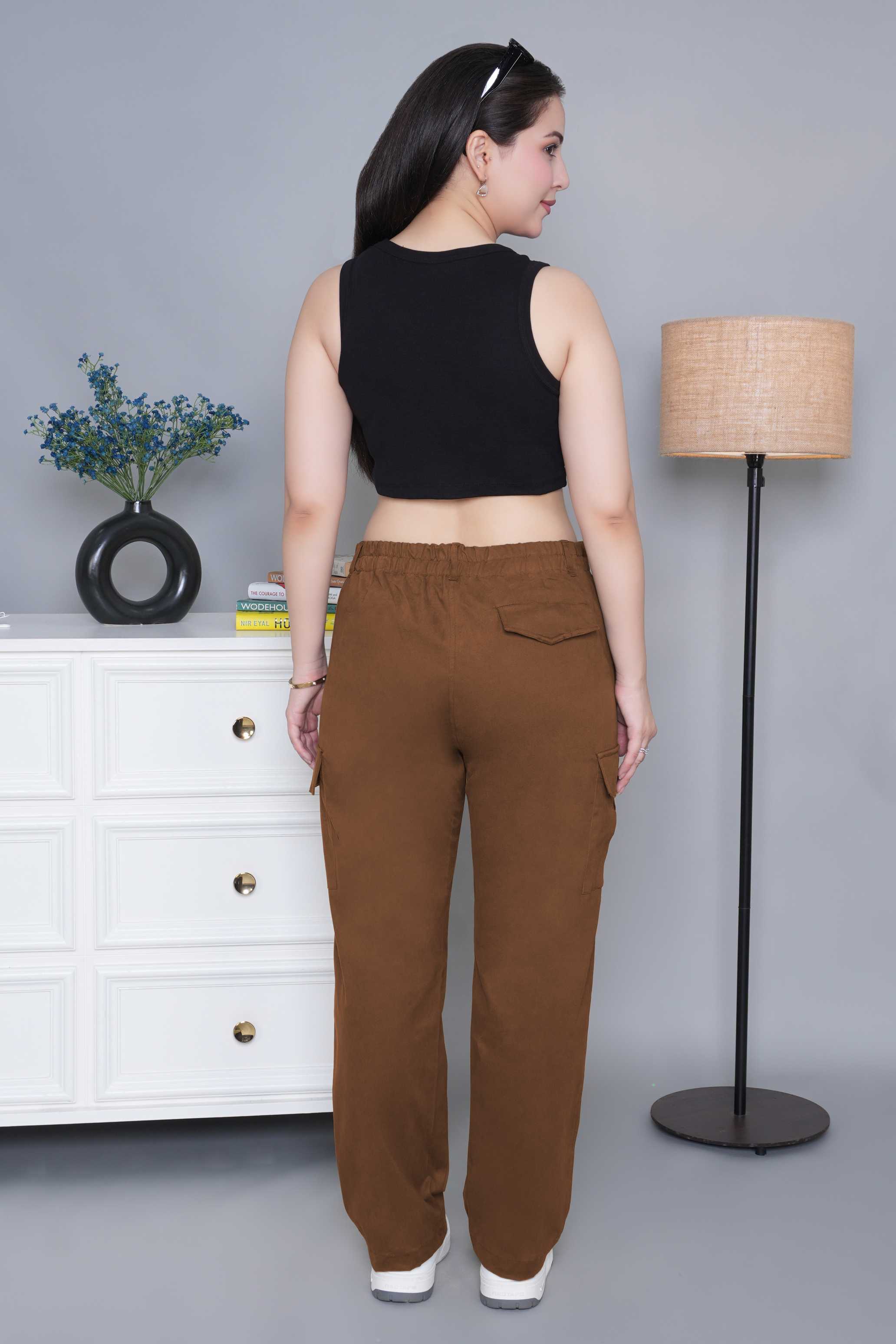 Olive stretchable biowash USA HQ cotton travel cargo pant with superior elastic belt.