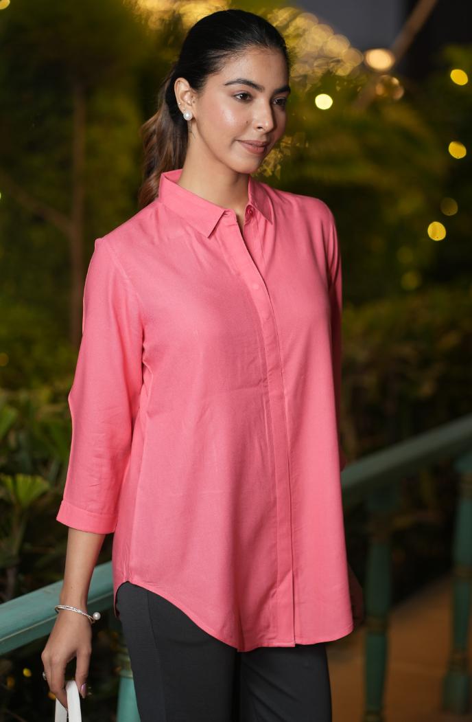 Georgia peach long hemline shirt [ 100% Rayon, Liva Certified ]