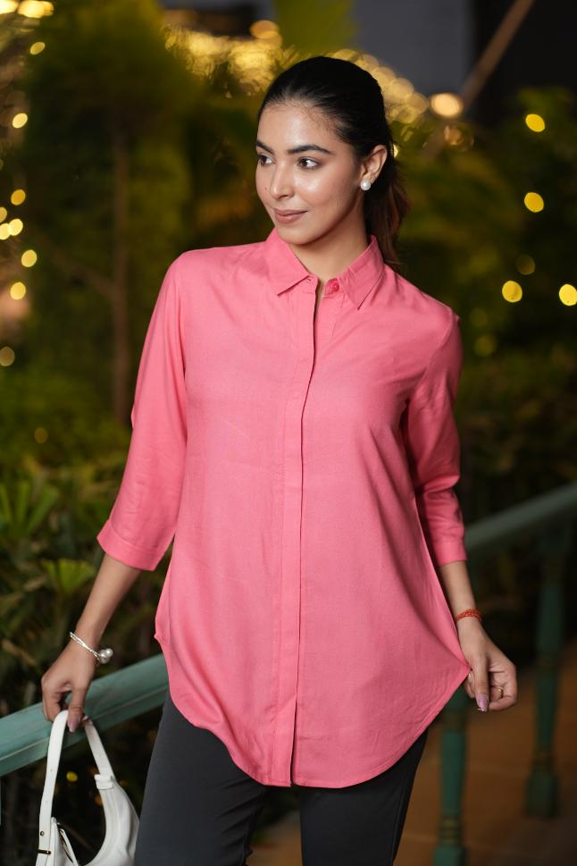 Georgia peach long hemline shirt [ 100% Rayon, Liva Certified ]