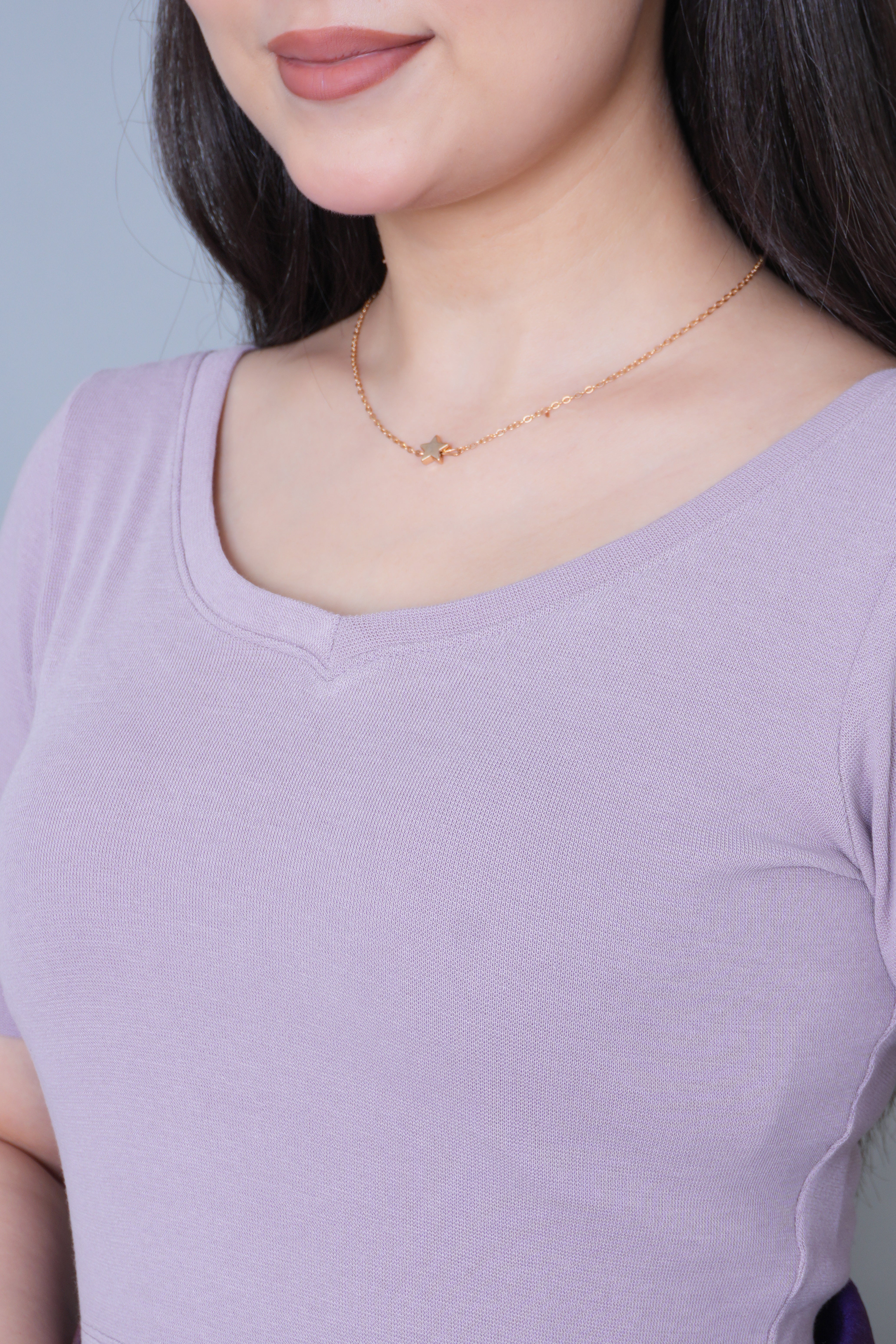 Lilac Rib Blouse [ 100% USA HQ Cotton, 280 GSM non transparent fabric ]