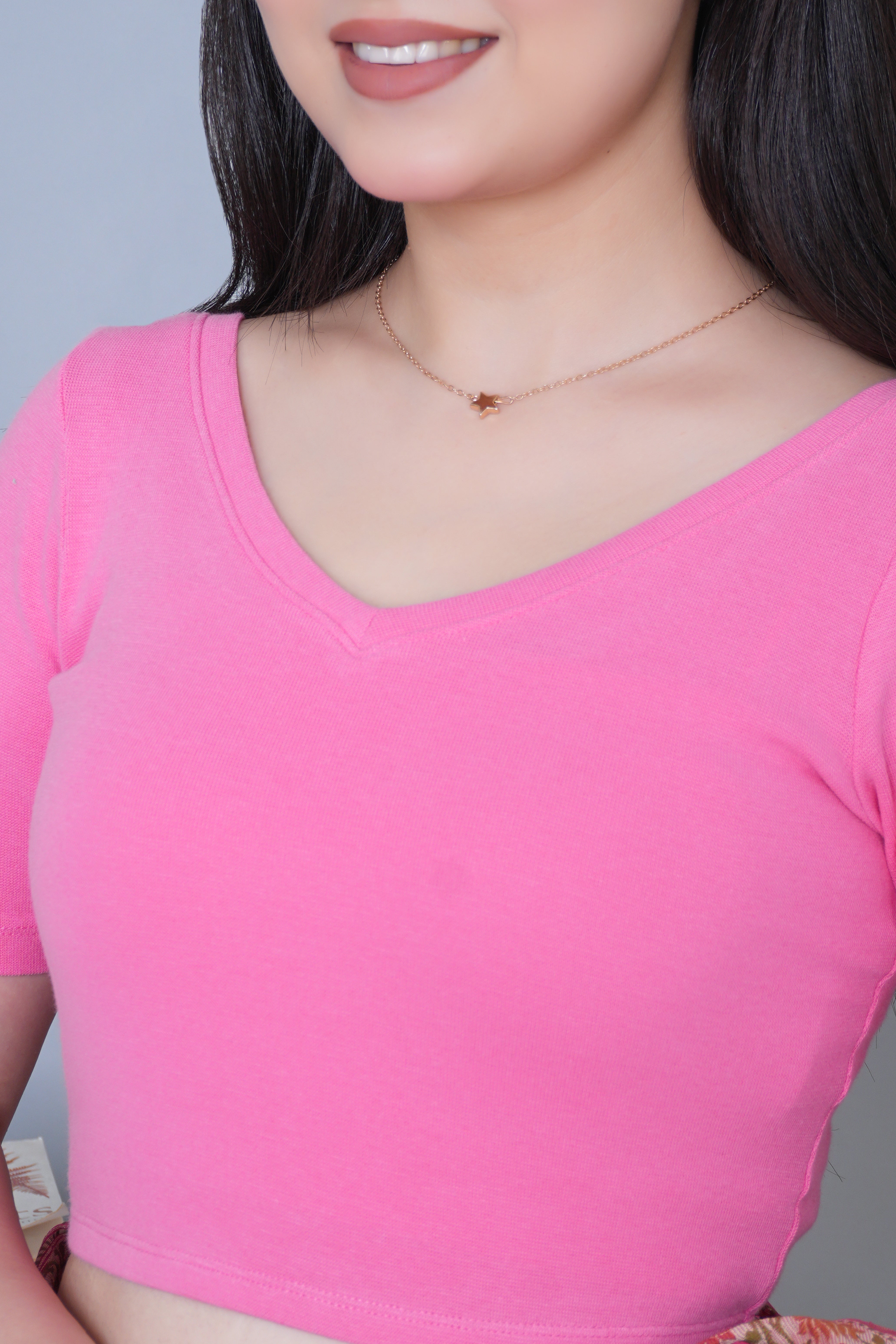 Bubblegum Pink Rib Blouse [ 100% USA HQ Cotton, 280 GSM non transparent fabric ]