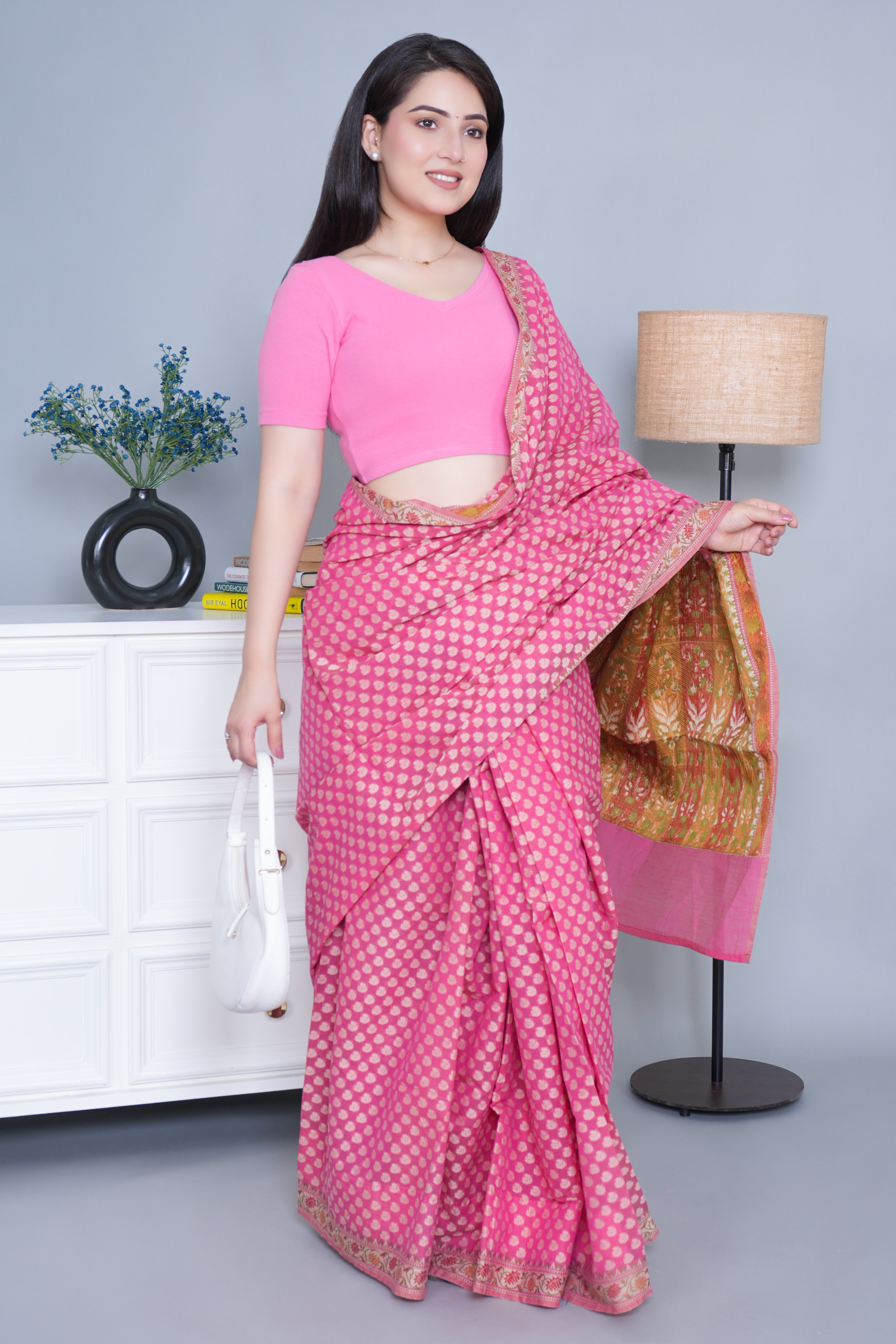 Bubblegum Pink Rib Blouse [ 100% USA HQ Cotton, 280 GSM non transparent fabric ]