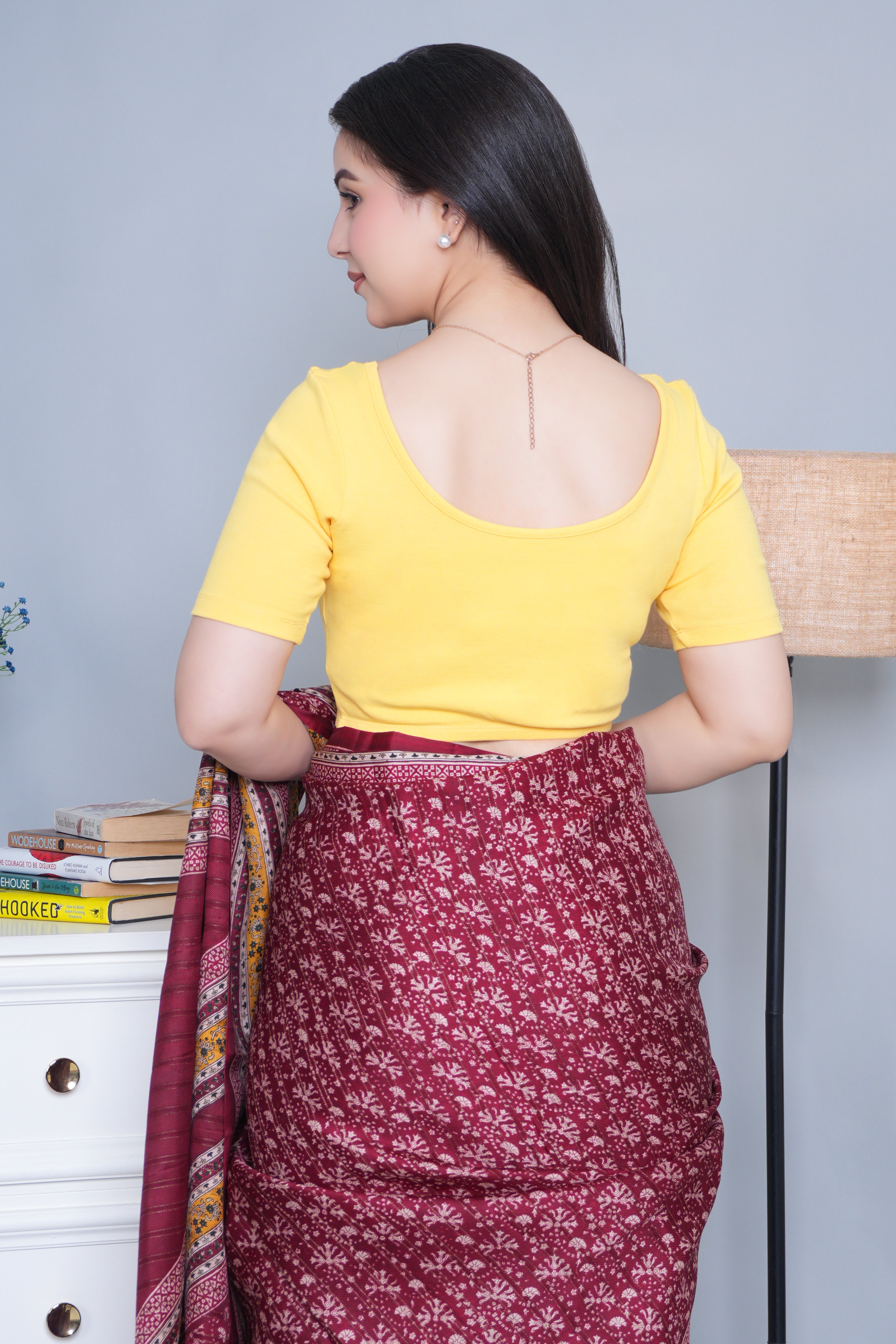 Yellow Rib Blouse [ 100% USA HQ Cotton, 280 GSM non transparent fabric ]