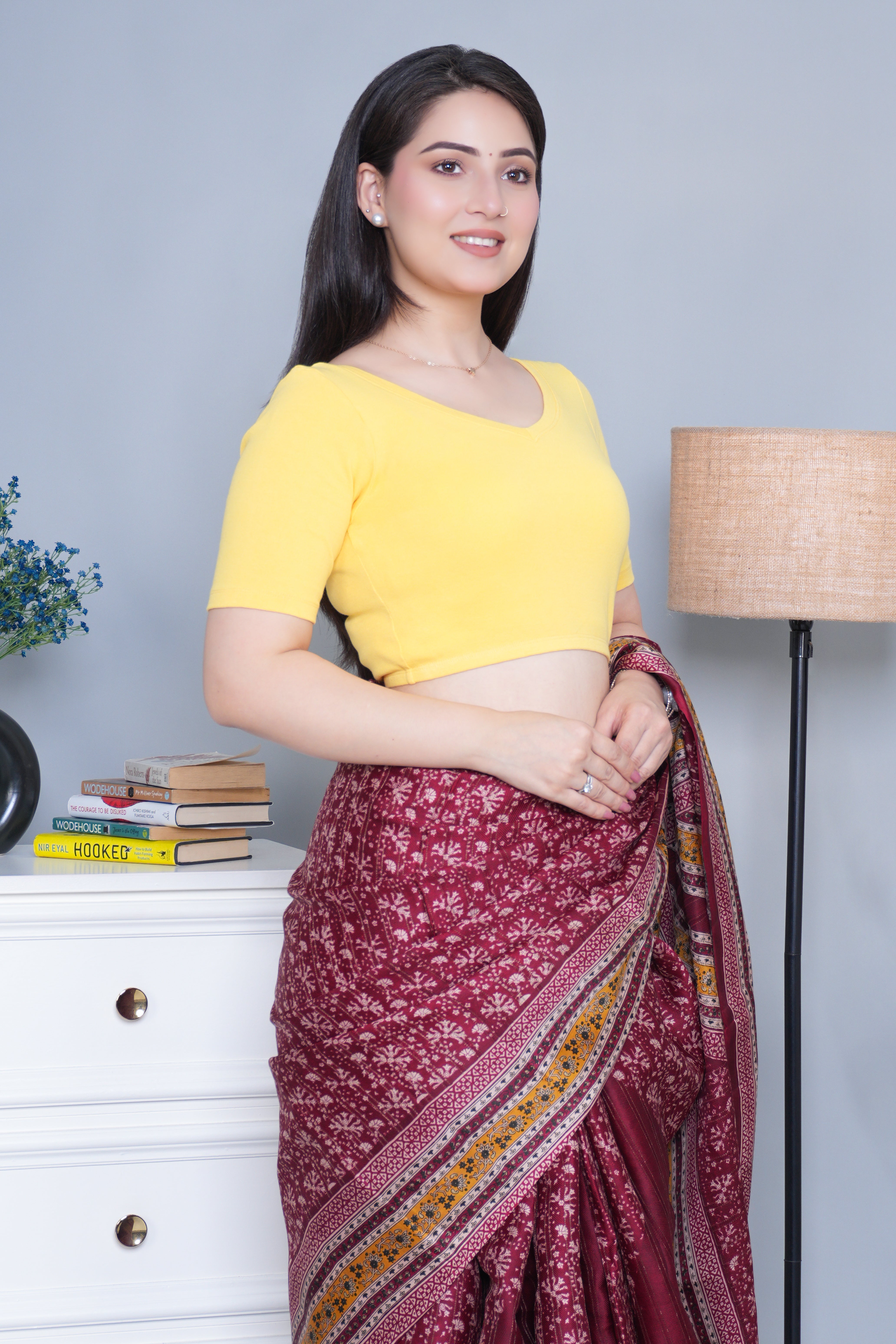 Yellow Rib Blouse [ 100% USA HQ Cotton, 280 GSM non transparent fabric ]