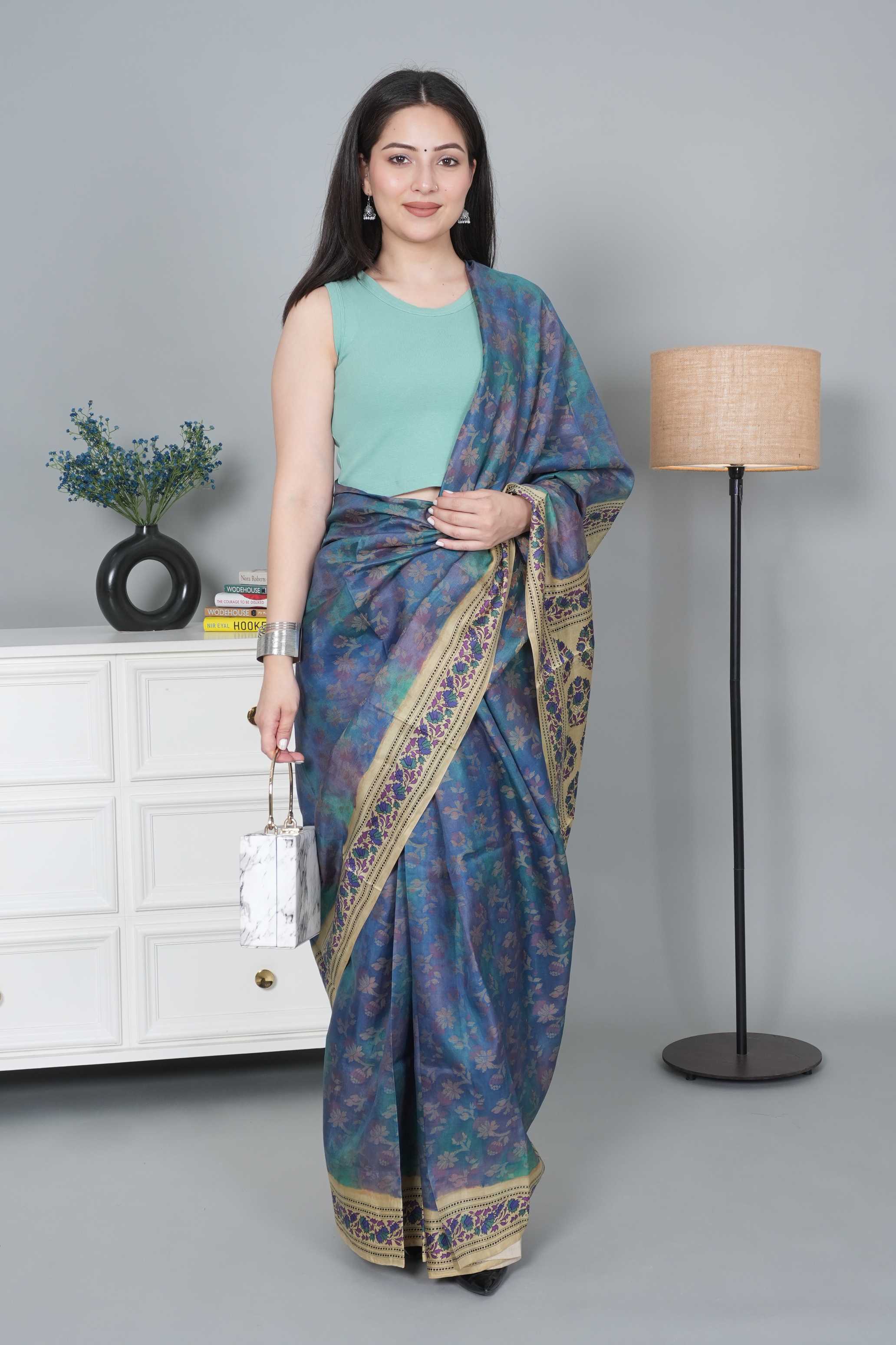 London forest Rib Crop Blouse [ 100% USA HQ Cotton, 280 GSM non transparent fabric ]