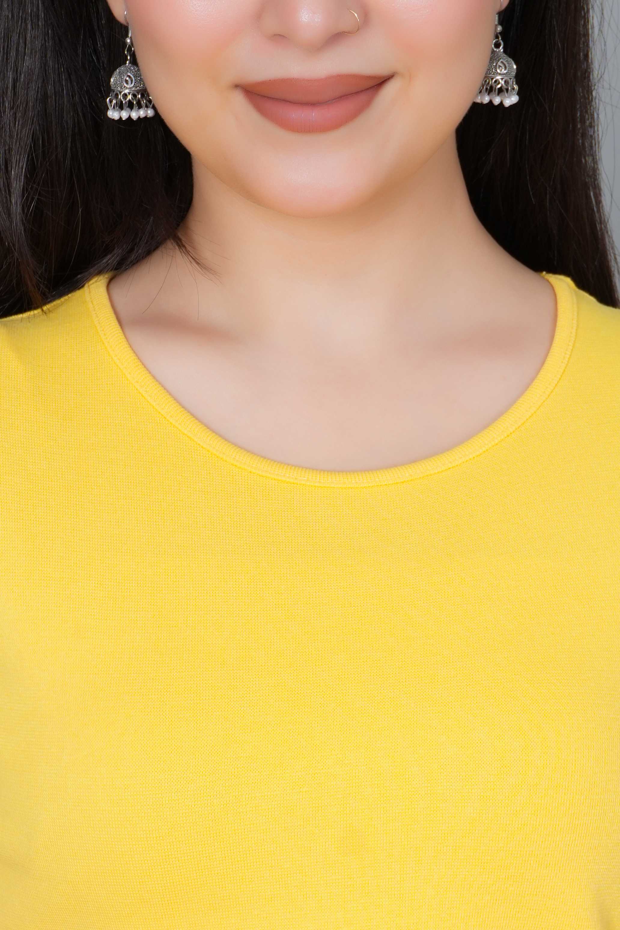 Yellow Rib Crop Tshirt Blouse [ 100% USA HQ Cotton, 280 GSM non transparent fabric ]