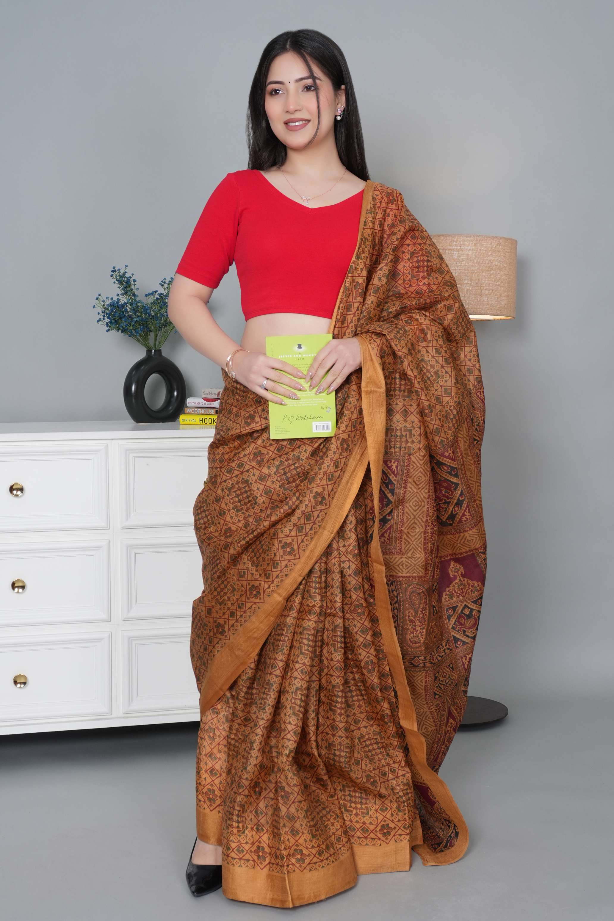 Red Rib Blouse [ 100% USA HQ Cotton, 280 GSM non transparent fabric ]