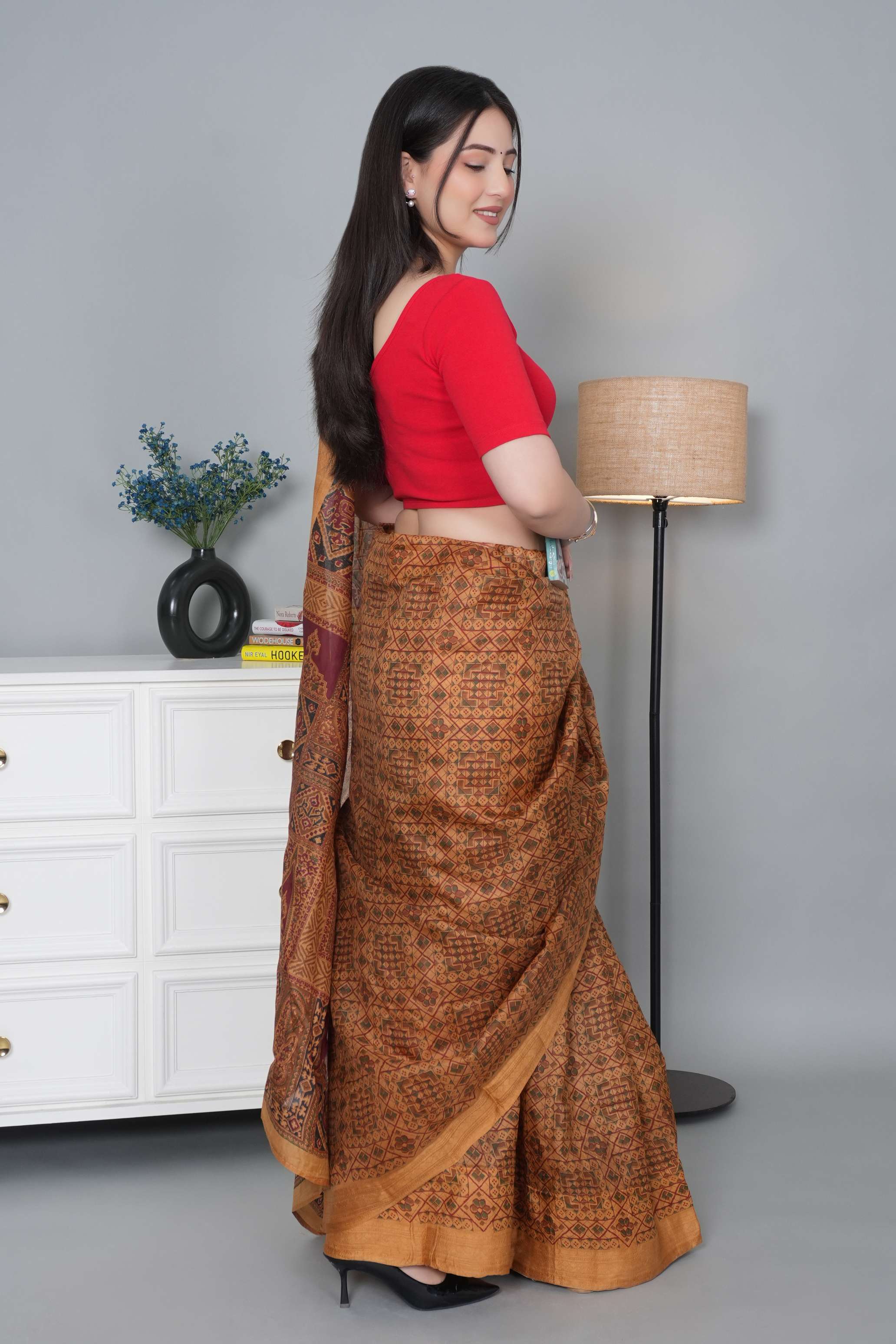 Red Rib Blouse [ 100% USA HQ Cotton, 280 GSM non transparent fabric ]