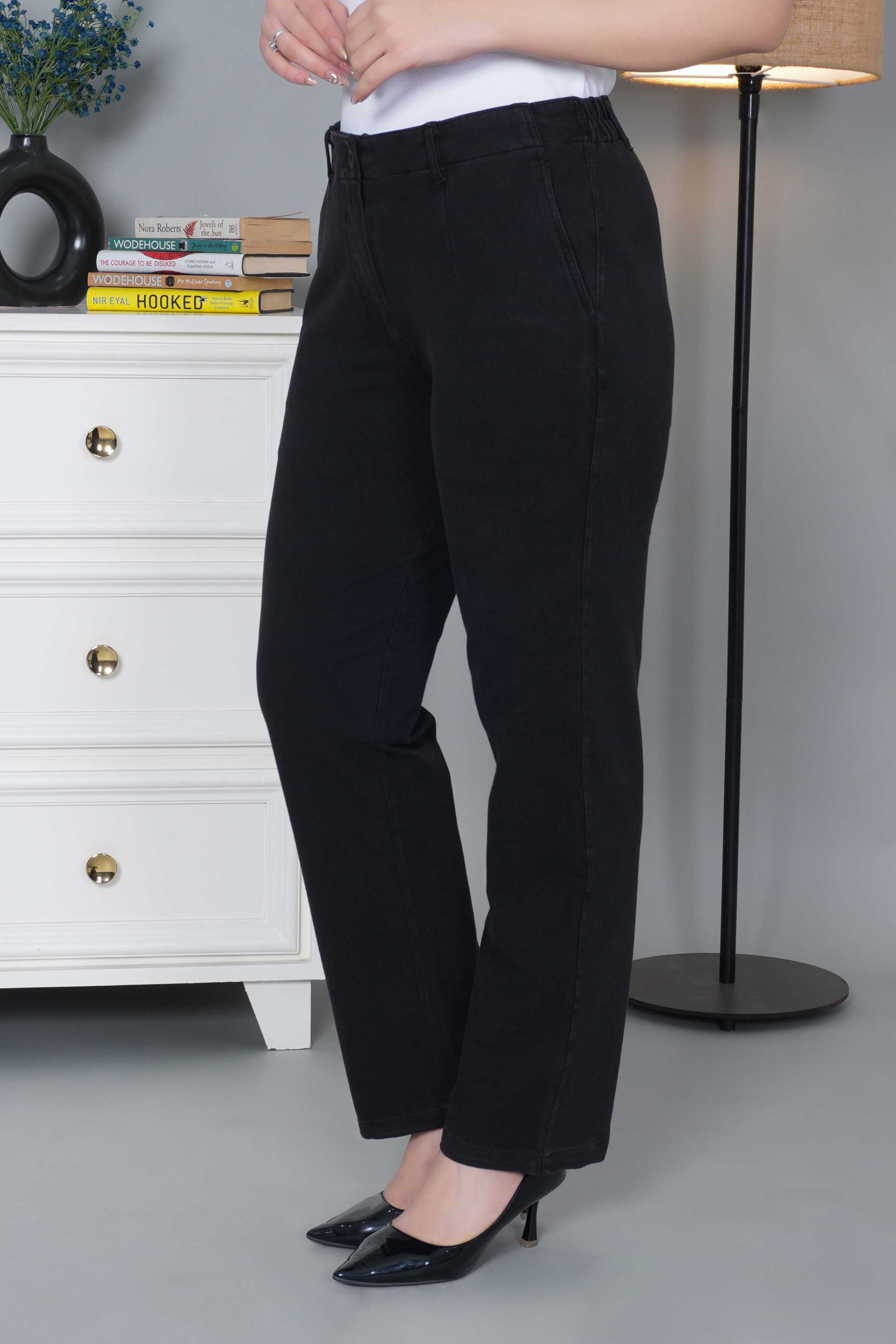 Grey denim straight pant